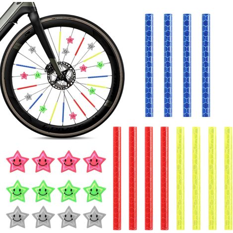 Set Mit 24 Mehrfarbigen Stern-klicker-fahrradspeichenreflektoren, Reflektierende Sterne, Fahrraddekoration