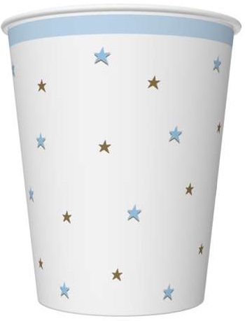 Stars Pappbecher Blau 250ml 8 Stück.