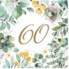 Servietten Zum 60. Geburtstag, Boho-blätter-frühlingsparty, 33 X 33 Cm, 20 Stück