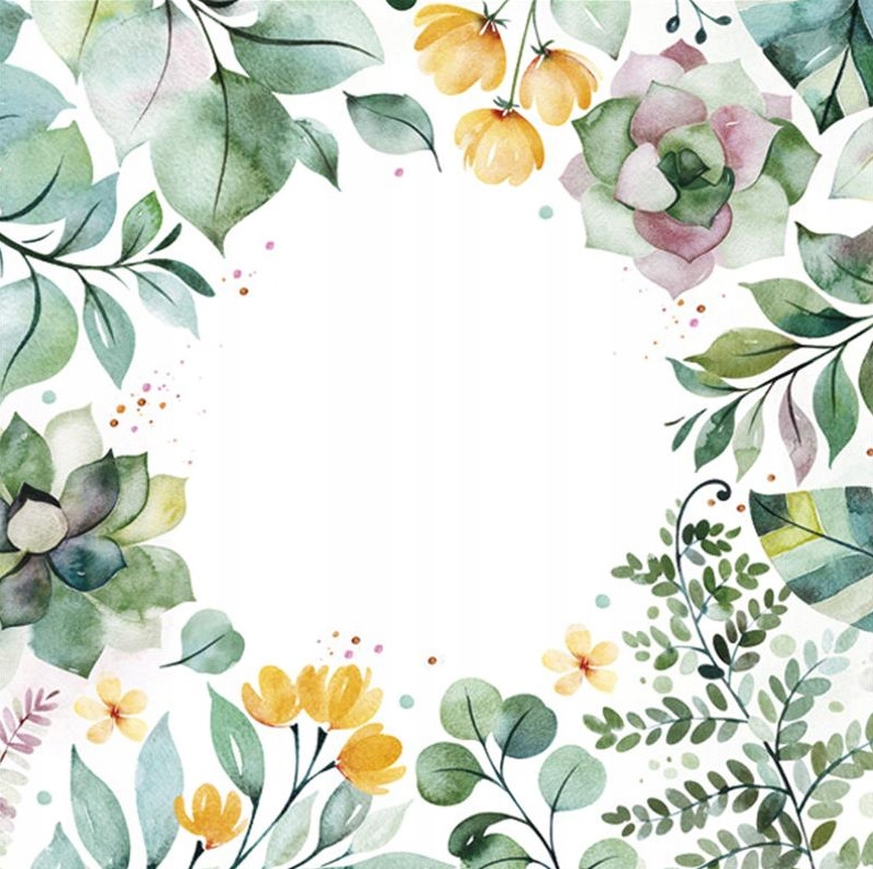 Papierservietten Mit Blumen- Und Blättermotiven Für Kommunion, Taufe, Frühling, 33 X 33 Cm, 20 Stück.