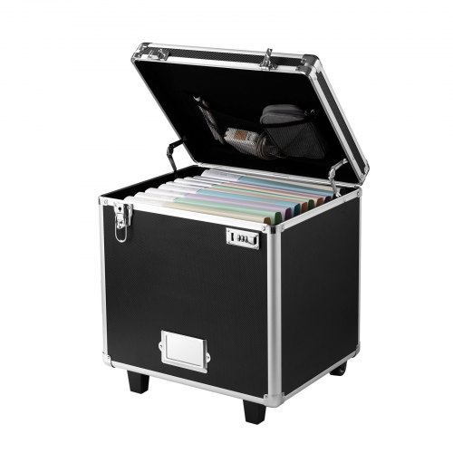 Aktenaufbewahrungsbox, 396,2x320x381 Mm Innenmaß, Abschließbarer Mobiler Businesskoffer Mit Teleskopgriff, Aktenkoffer Mit Handauszug Für Büro, Zuhause, Büros, Krankenhäuser, Banken