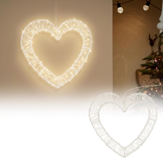 Ecd Germany Led Deko Herz Weihnachten Fensterdeko Mit Timer Weihnachtsdeko
