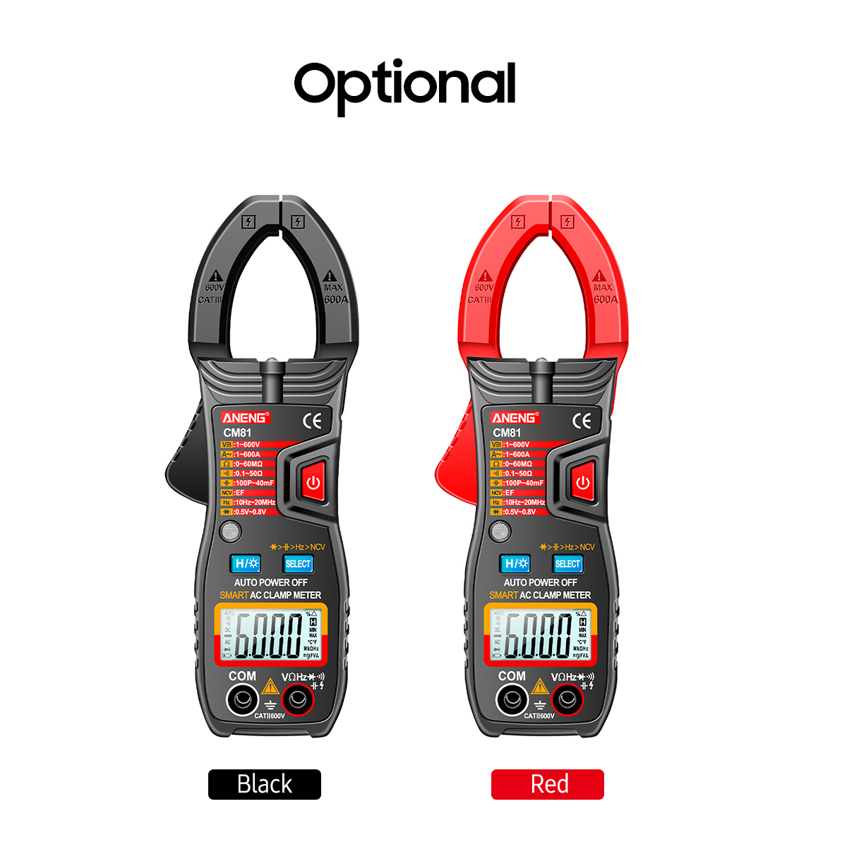 Aneng Cm81 – Intelligentes Wechselstrom-zangenmultimeter, Multimeter-typ, 6000 Counts, Auto Range Voltmeter, 600a Amperemeter, Widerstandsmesser Mit Taschenlampe.