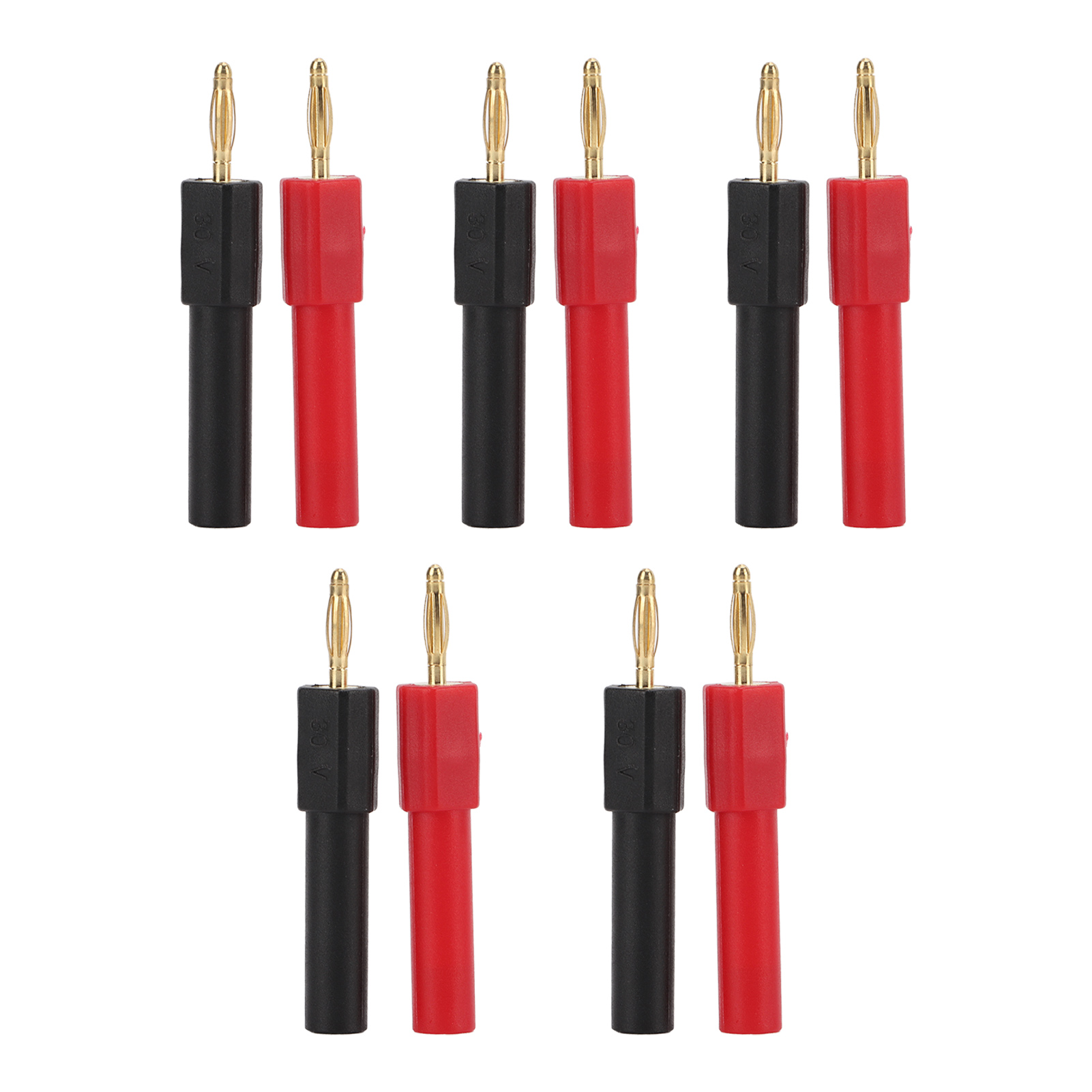 Bananenstecker-adapter, 5er-set, Pa-messingmaterial, 2 Mm/0,08 Zoll Stecker Auf 4 Mm/0,16 Zoll Buchse, Rot-schwarzer Stecker.