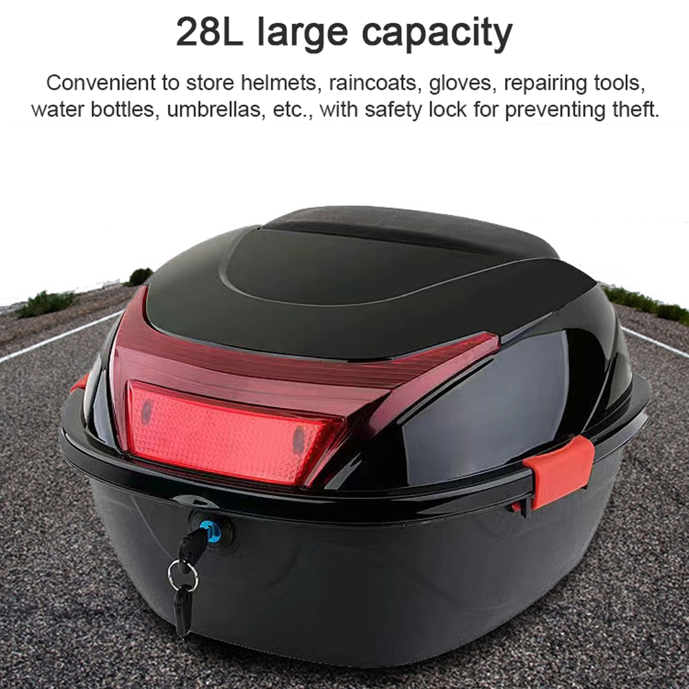 28-liter-motorrad-gepäckbox, Geräumiger Gepäckkoffer, Wasserdicht, Mit 2 Schlüsseln Und Seitlichen Druckknöpfen.