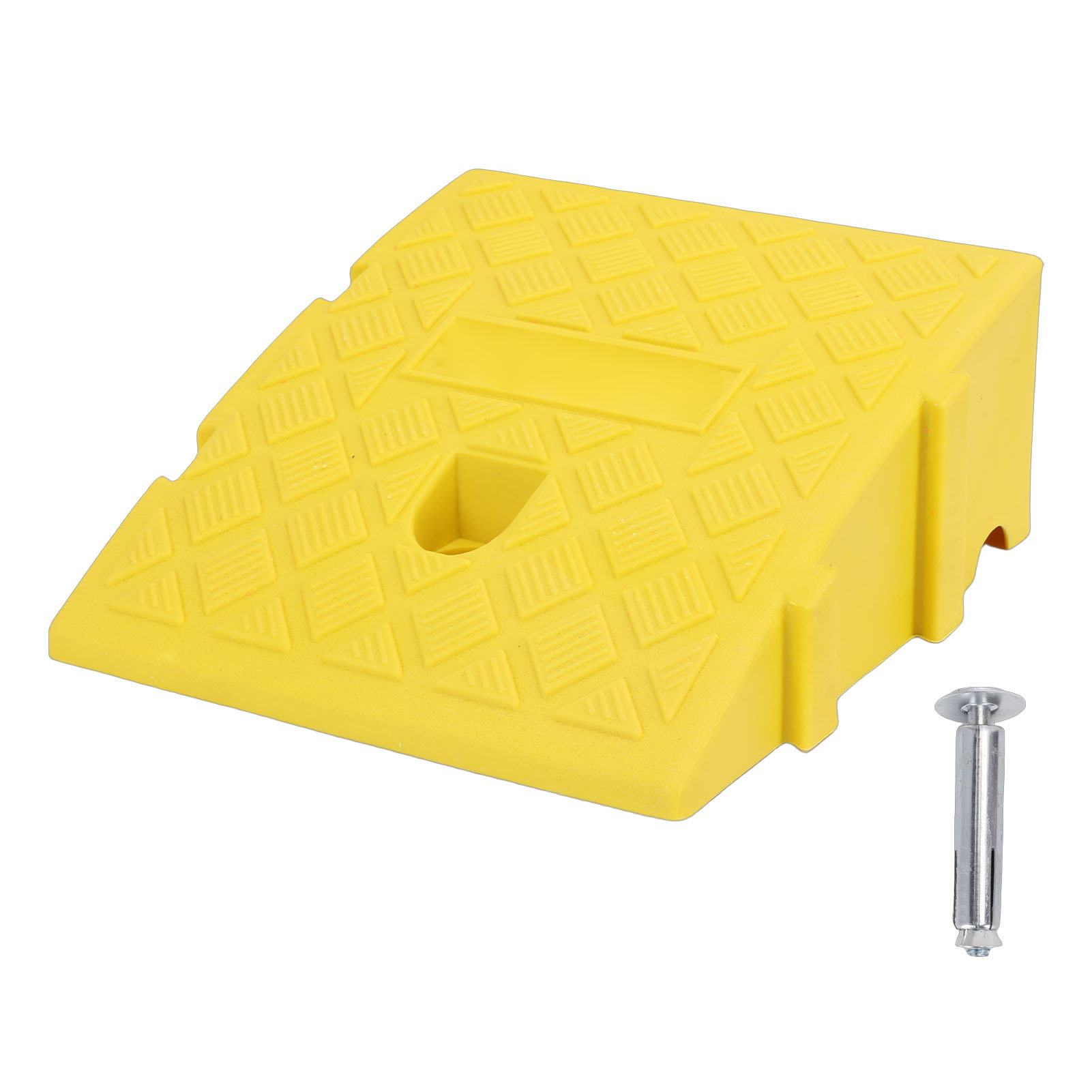 13 Cm Hohe Bordsteinrampe Für Einfahrten, Tragbar, Leicht, Schleifendesign, Rutschfeste, Strukturierte Kante Für Autos, Einkaufswagen, Motorräder, Fahrräder, Gelb.