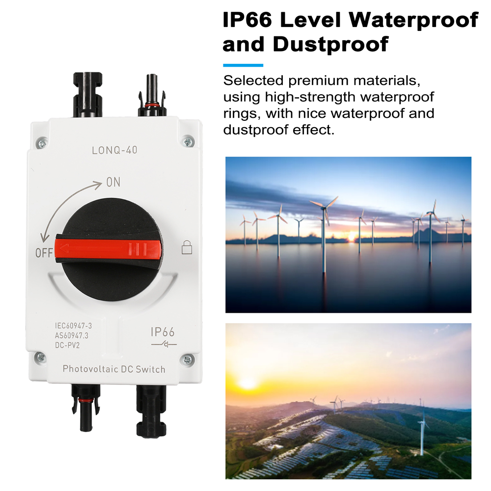32a 4p Pv Dc-trennschalter, Ip66 Staub- Und Wasserdichter Photovoltaik-außenschalter.