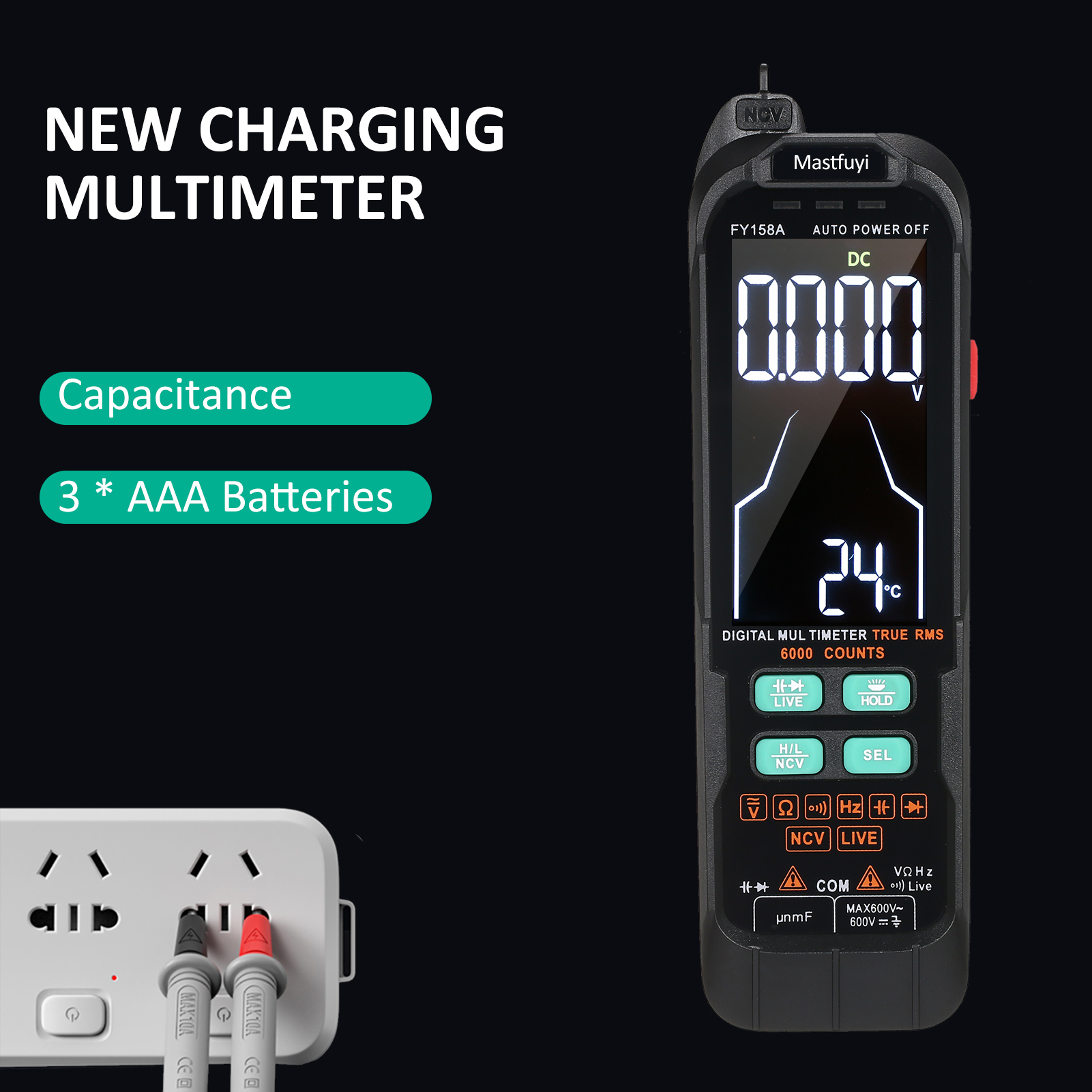 Mastfuyi Fy158a Intelligentes Digitales Multimeter, Vollautomatisches Tragbares Display-multimeter.