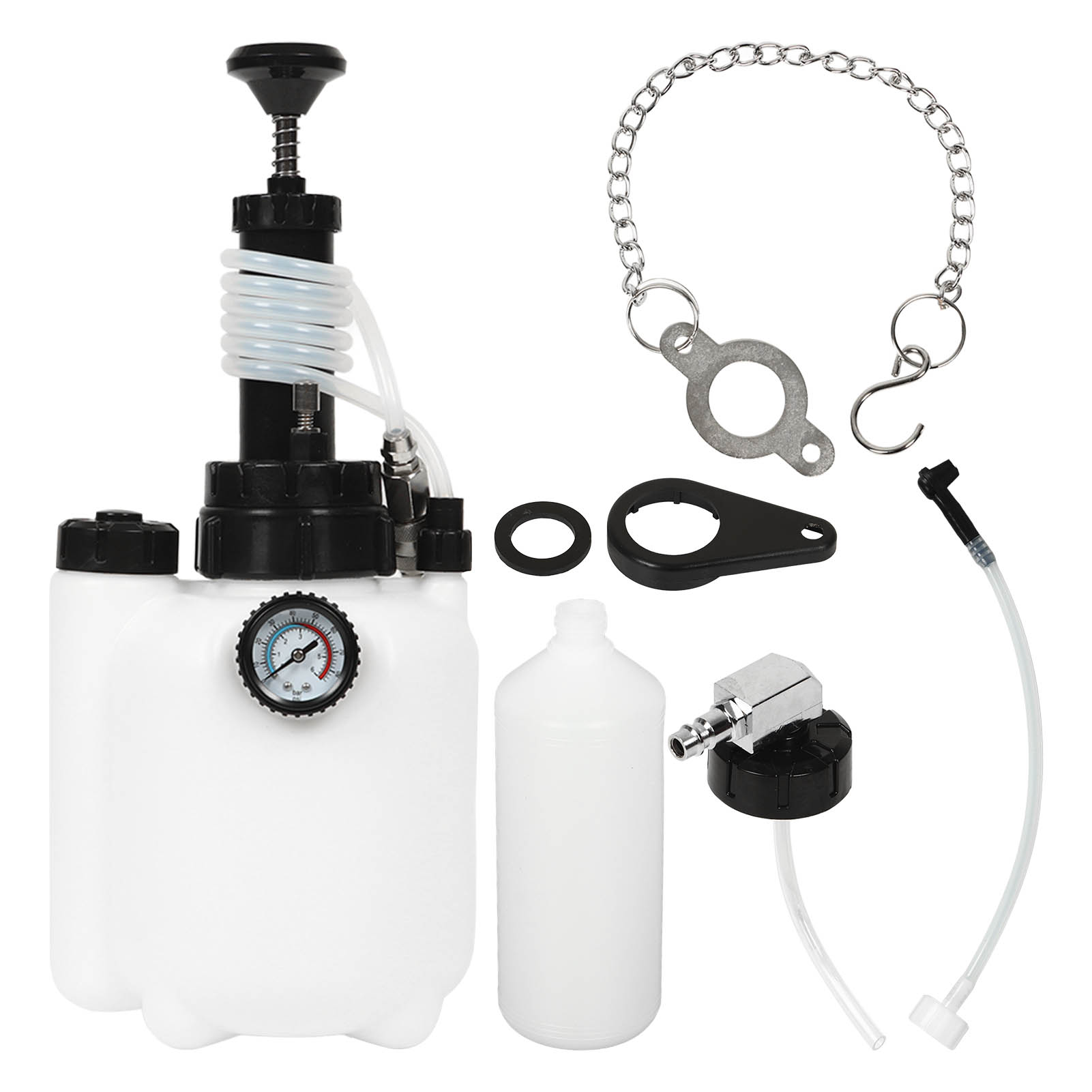 Entlüftungswerkzeug Für Brems- Und Kupplungsflüssigkeit Mit 3-liter-pumpe, 1-liter-nachfüllflasche, Universellem Entlüftungsset.