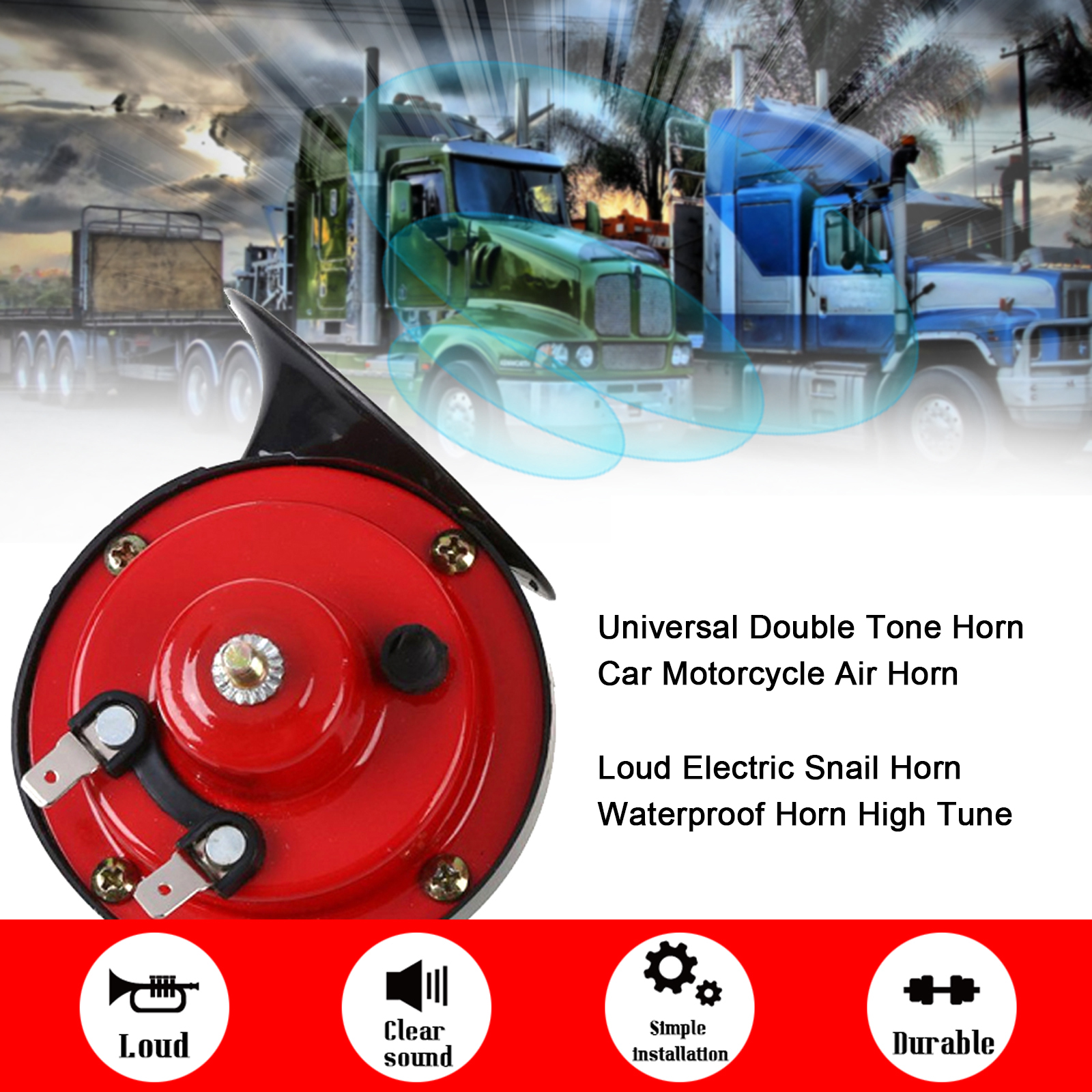 Universelle 12v-zweiklanghupe, 2 Stück, Für Auto Und Motorrad, Laute Luft, Elektrische Schnecke, Wasserdicht, Hoch-/tiefeneinstellung Mit 8-ton-regler.