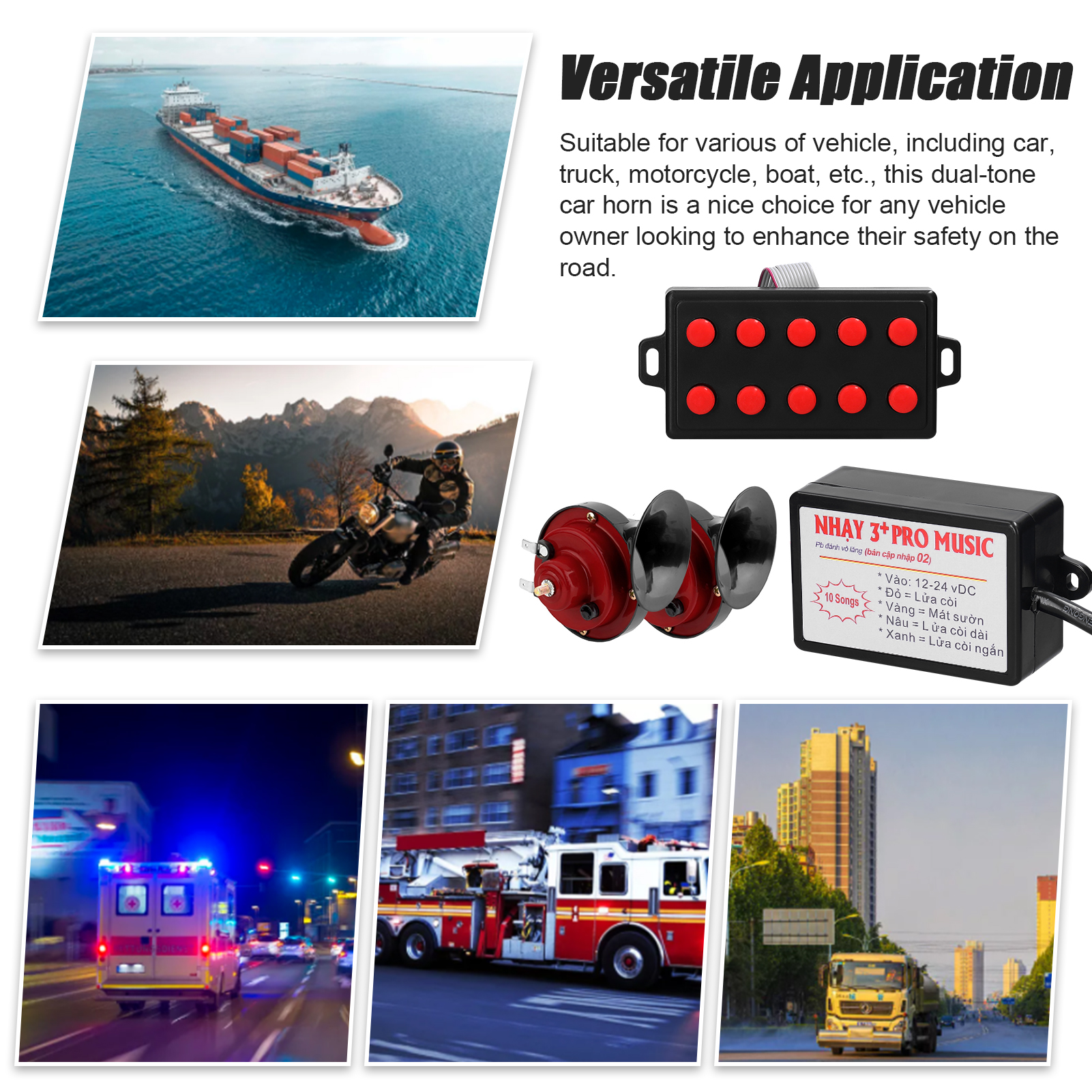 2 Stück 12v Universal-zweiklang-auto-motorradhupe, Laut, Elektrisch, Schneckenform, Wasserdicht, Hoch/tief-einstellung Mit 10 Klangreglern.