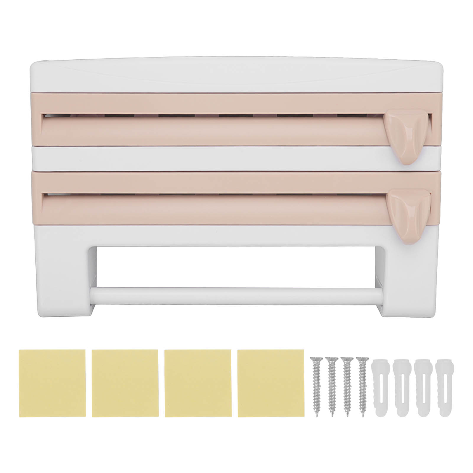 Multifunktionaler, Wandmontierter Frischhaltefolienhalter Mit Folienschneider Und Schrauben Für Die Küche, Farbe Khaki.