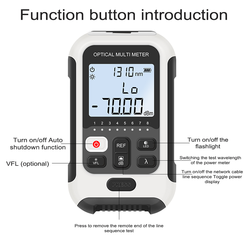 Tragbares Und Leichtes 3-in-1 Optisches Leistungsmessgerät, Hochpräziser Netzwerktester, Digitalanzeige, Glasfaser Mit Led-beleuchtung.