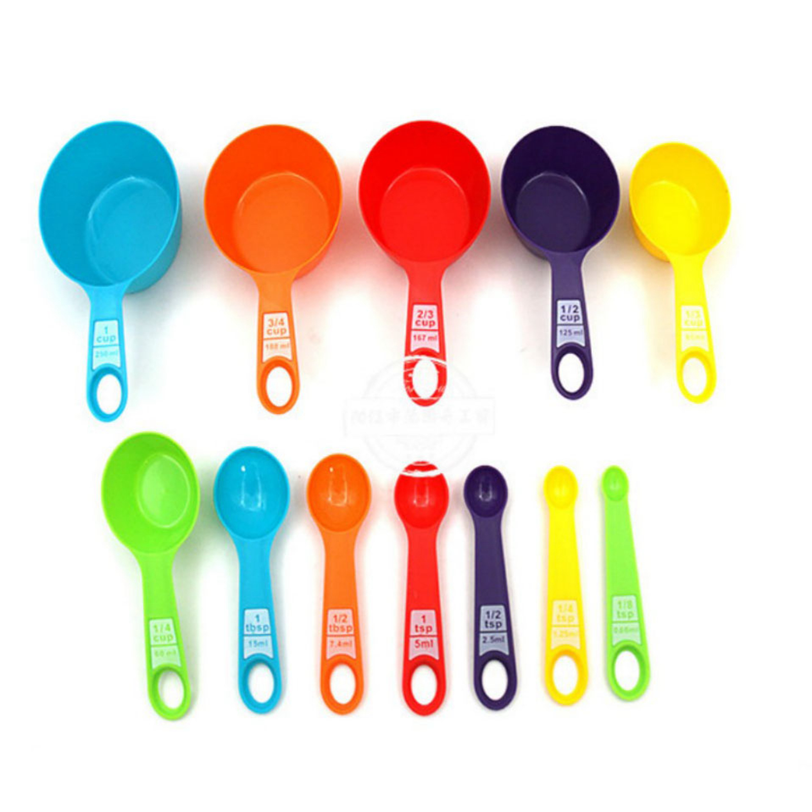 12-teiliges Set Aus Farbenfrohen Messbechern Und -löffeln, Sicher, Hygienisch, Leicht Zu Verstauen, Stapelbare Küchenmesswerkzeuge, Zufällige Farbe, 12 Stück