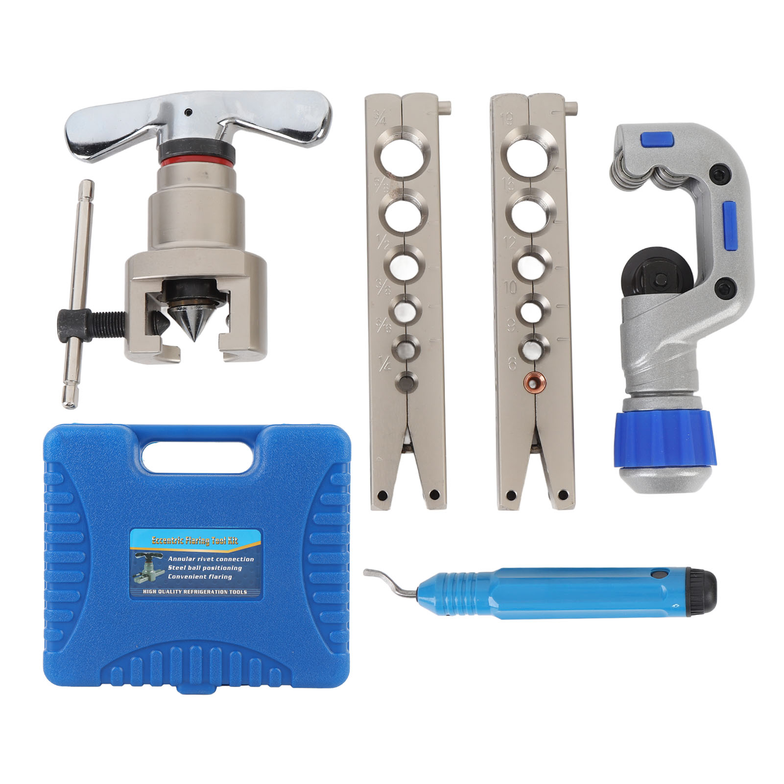 Bördelwerkzeug-set, Metallrohr Für Hlk-systeme, Mit Rohrschneider, Für 1/4 Zoll, 5/16 Zoll, 3/8 Zoll, 1/2 Zoll, 5/8 Zoll, 3/4 Zoll, 5-teilig.