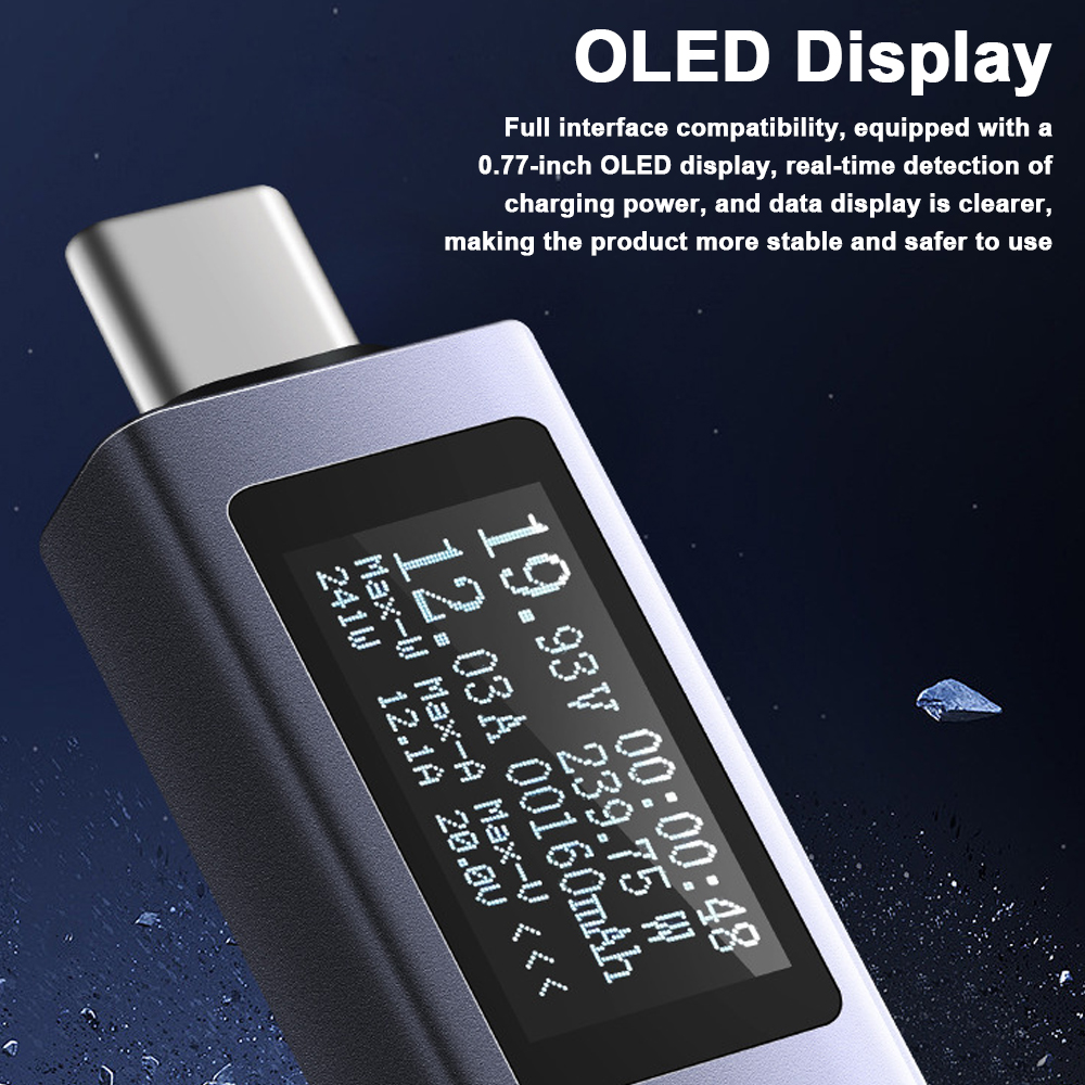 Typ-c-pd-handy-ladetester, Gleichstrom-voltmeter, Leistungsmesser, Gehäuse Aus Aluminiumlegierung, Unterstützt 4-30 V Spannung, 0-12 A Schnellladetest, Volle Schnittstellenkompatibilität.