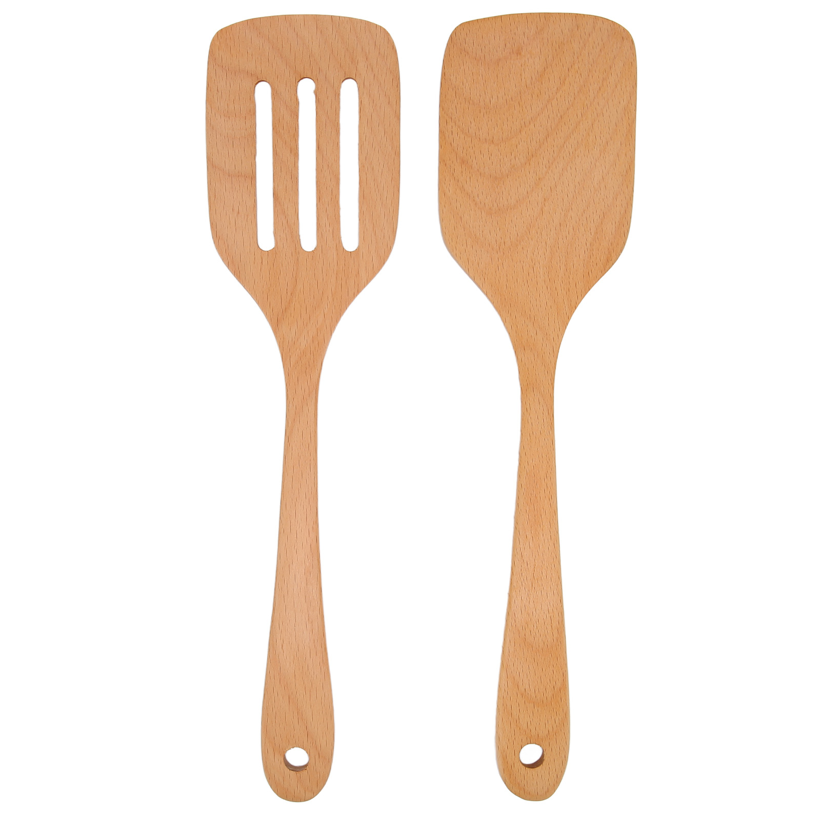 Set Aus 2 Leichten Und Hitzebeständigen Holzspateln Zum Kochen.