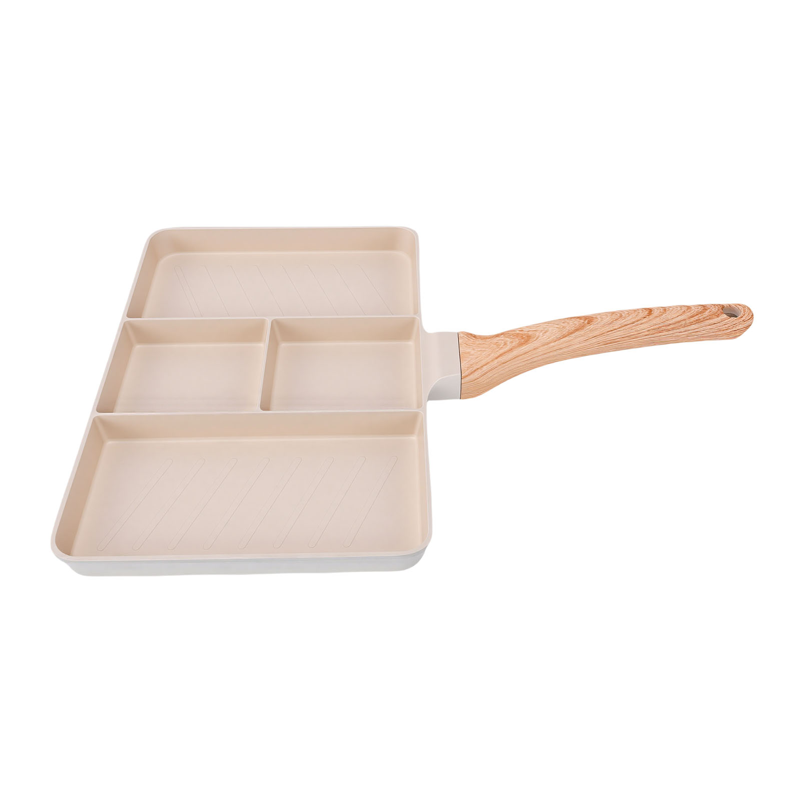 Unterteilte, Antihaftbeschichtete Grillpfanne Mit 4 Fächern, Ideal Für Frühstück, Vielseitig Einsetzbar Für Steaks Und Eier, Leicht Zu Reinigen