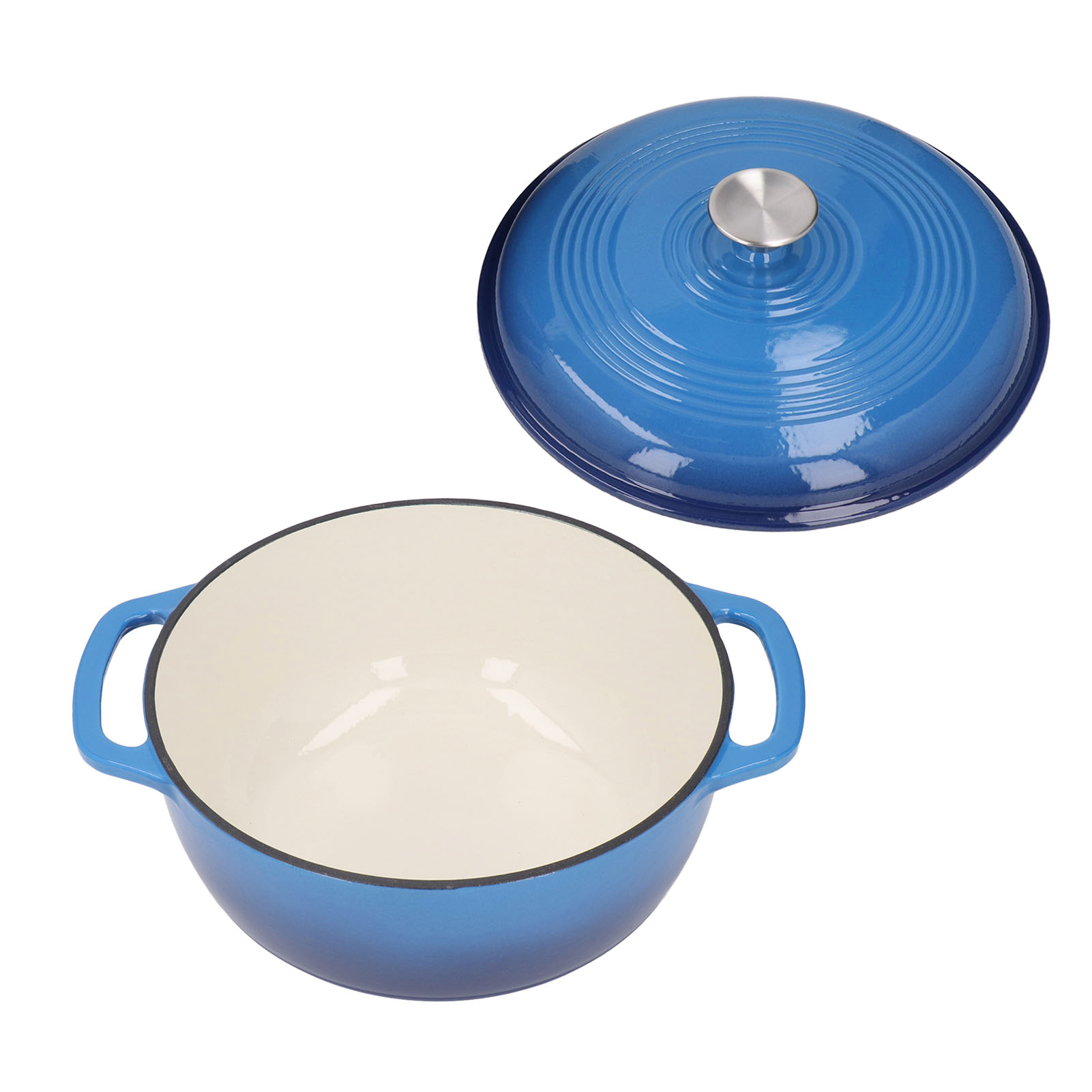 Runder, Emaillierter Gusseisen-bräter, Hitzebeständig, Ofenfest, Mit Doppelgriff Und Deckel, Ideal Zum Backen Von Brot Und Anderen Warmen Gerichten.