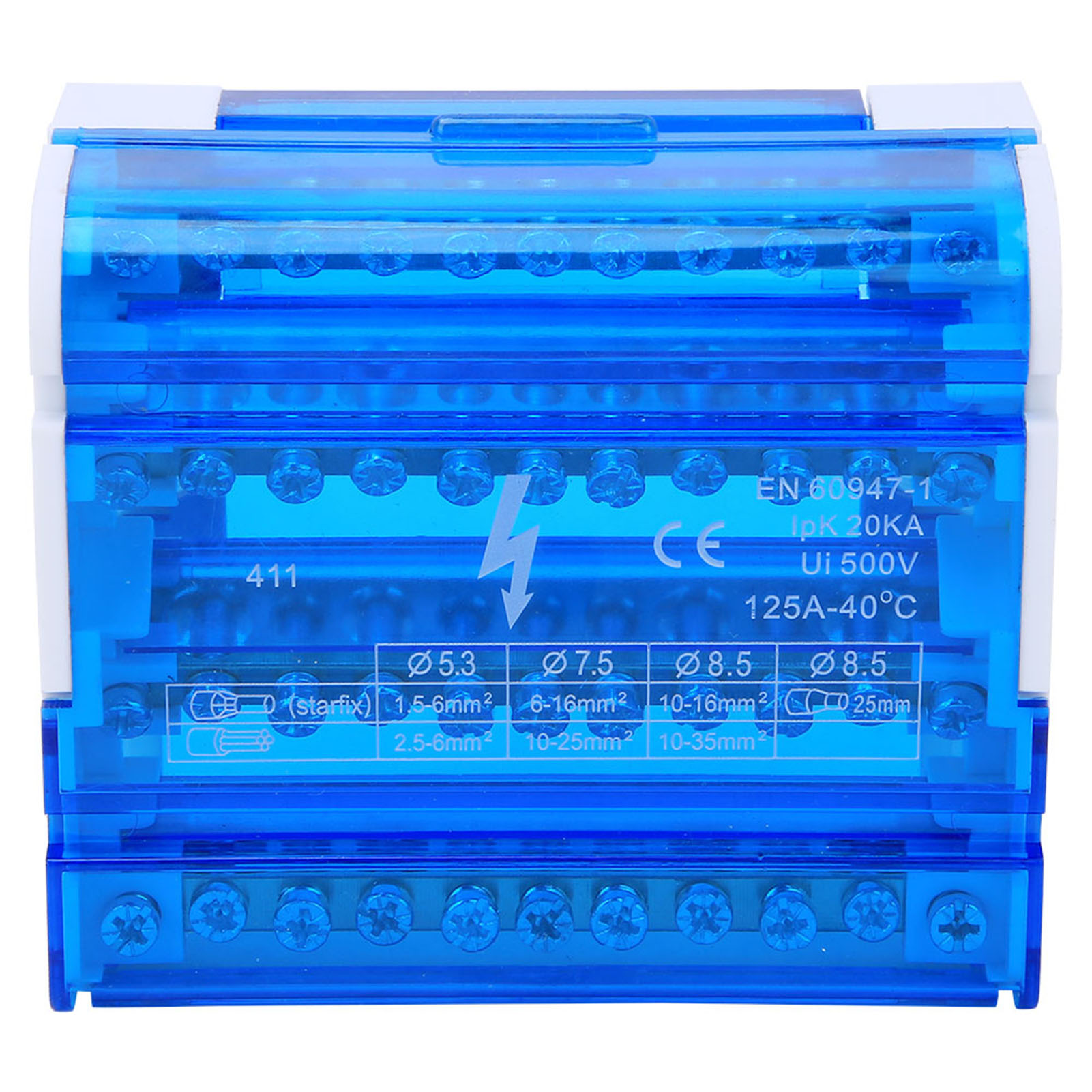 411-klemmenblock-verteilerkasten, Din-schiene, Einphasig, 4 Ebenen Für Die Elektrotechnik.