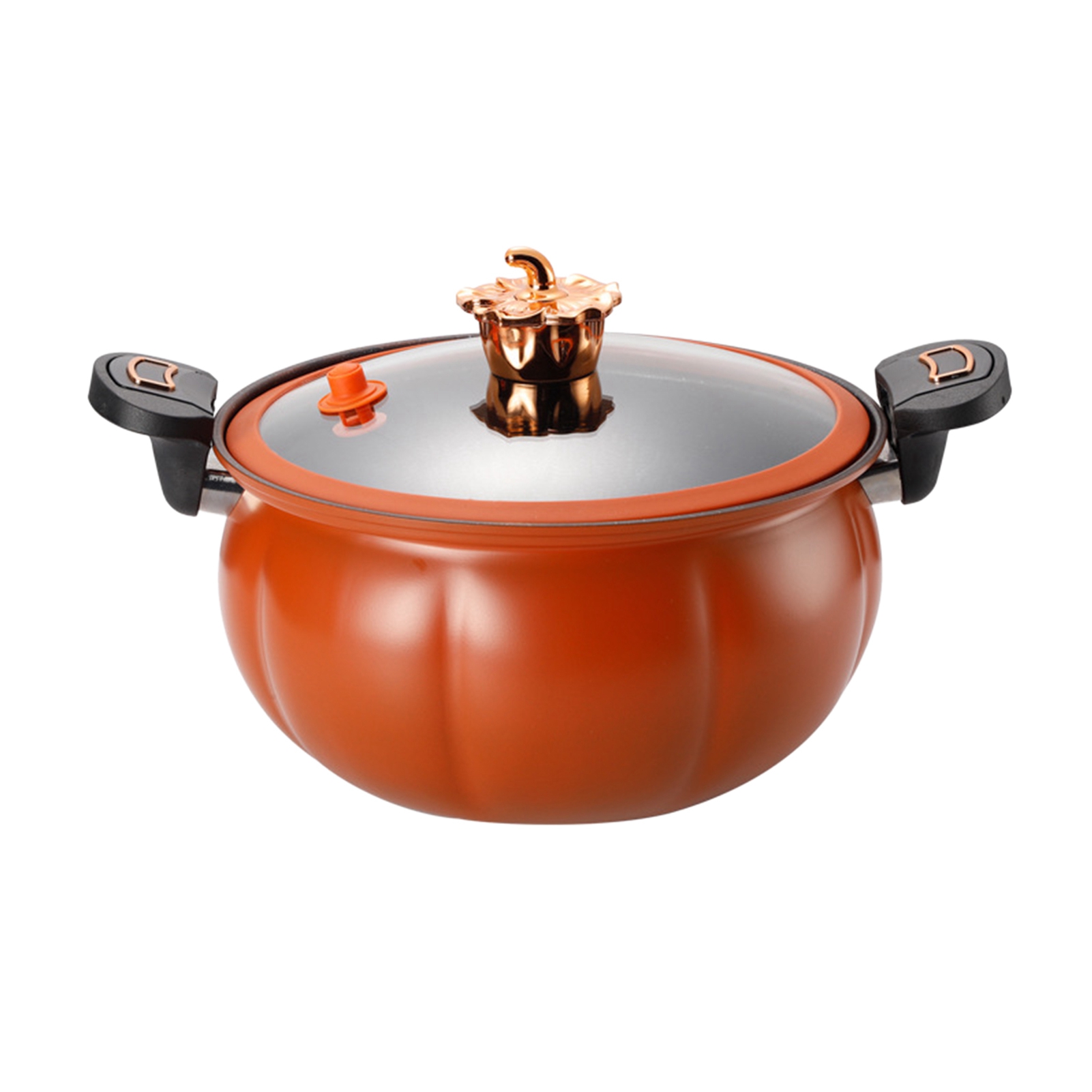 Micro Pumpkin Multifunktions-schnellkochtopf Mit Antihaftbeschichtung Für Suppen, Geeignet Für Gasherde, Mit Glasdeckel, Braun, 28 Cm.