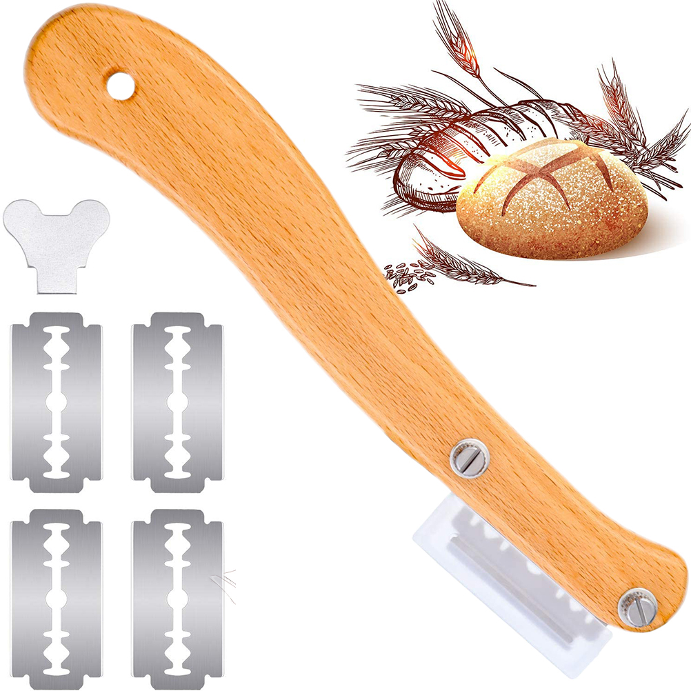 Brotmesser Mit Holzgriff, Schneidewerkzeug, Teigschneider Mit 5 Austauschbaren Klingen Zur Herstellung Von Küchenaccessoires