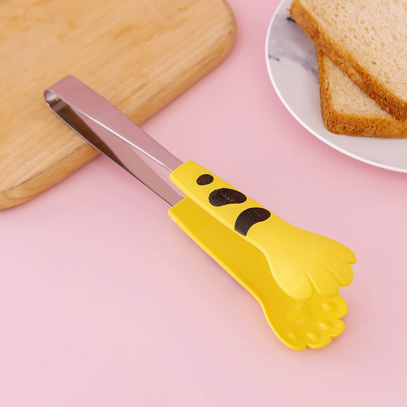 Kleine Küchenzange Aus Edelstahl In Form Einer Katzenpfote, Für Salate, Grillgerichte, Speisen, Gelb.