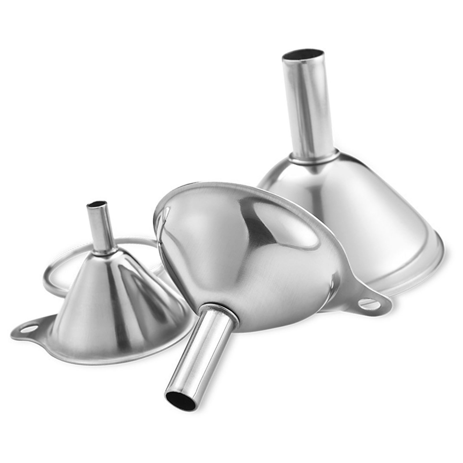 Set Mit 3 Mini-edelstahltrichtern Für Die Küche, Ideal Zum Befüllen Kleiner Flaschen.