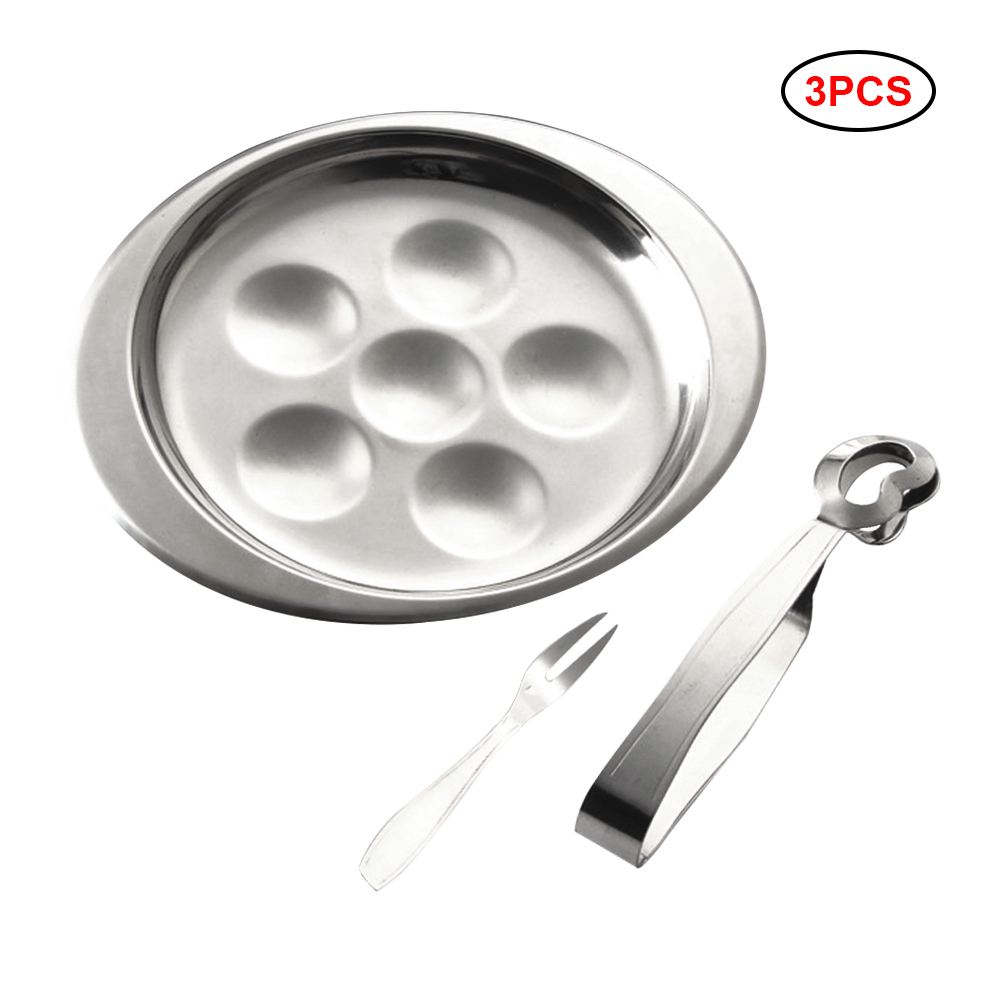 Edelstahl-schneckenteller-set, 6-teiliges Schälchen Mit Zange Und Gabel