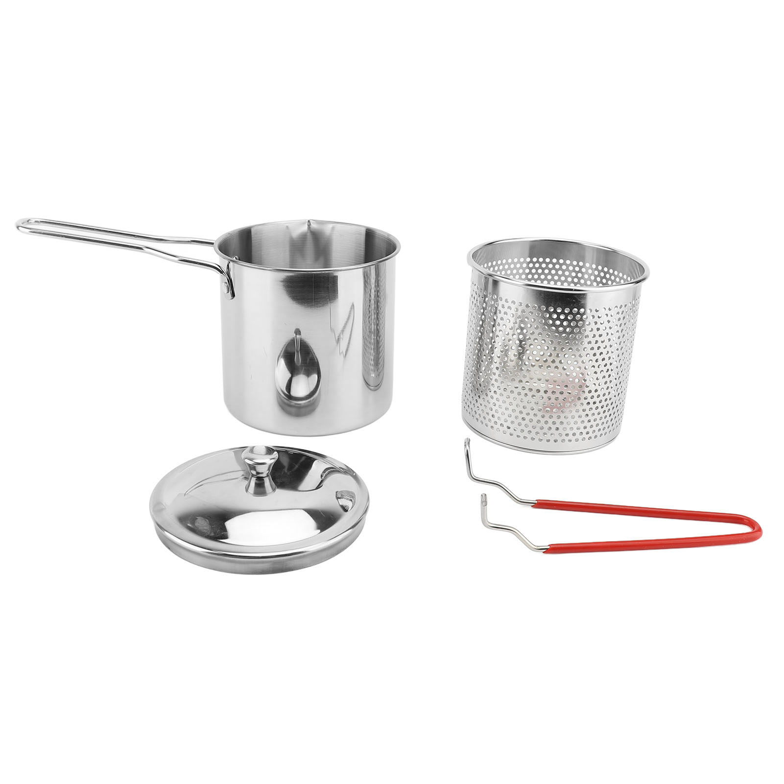 Kleiner Edelstahl-kochtopf Mit Siebeinsatz Und Deckel Zum Kochen Von Speisen, Ideal Für Die Zubereitung Von Pommes Frites, Garnelen Und Hähnchen.