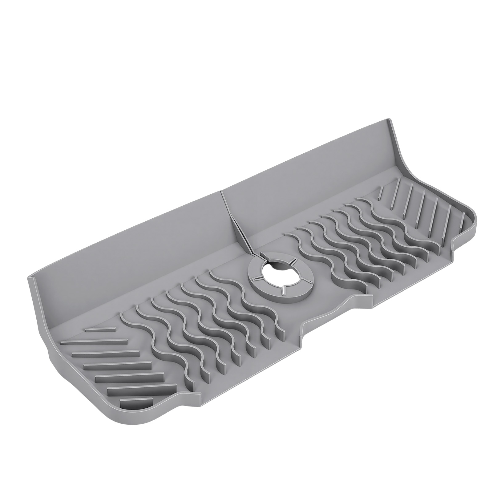 45 Cm Lange Silikon-wasserhahnmatte, Spülbeckenschutz, Abtropffläche, Verhindert Spritzer, Abtropfschale Für Küchenarbeitsplatten, Grau