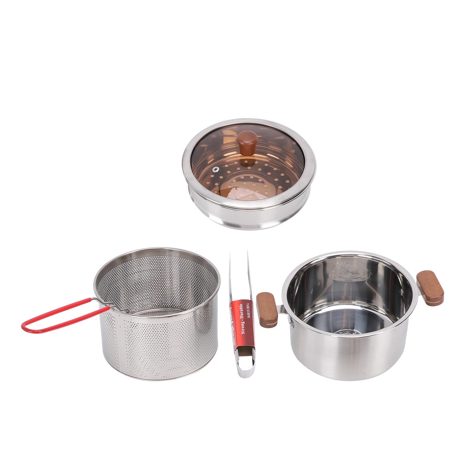 Multifunktionaler Topf Zur Zubereitung Von Suppen Und Brühen, Aus Edelstahl 304, Tief, Mit Deckel Und Siebeinsatz.
