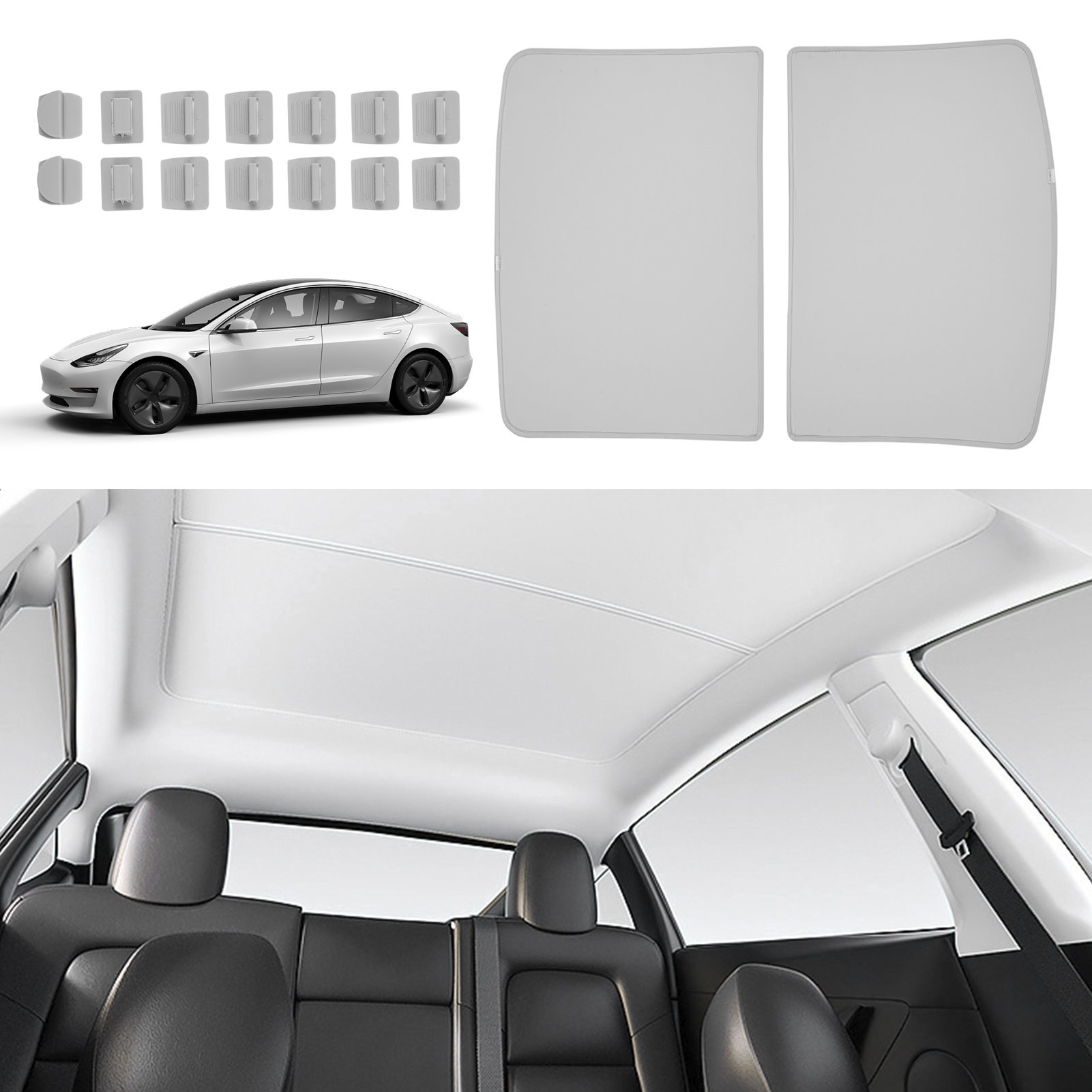 Ersatz-sonnenschutzblende Für Das Dachfenster Des Tesla Model Y 2020 2021 2022 2023, Faltbar, Einfach Zu Montieren, Wärmedämmung, Sonnenschutz, Eiskristallbeschichtung Mit Aufbewahrungstasche.