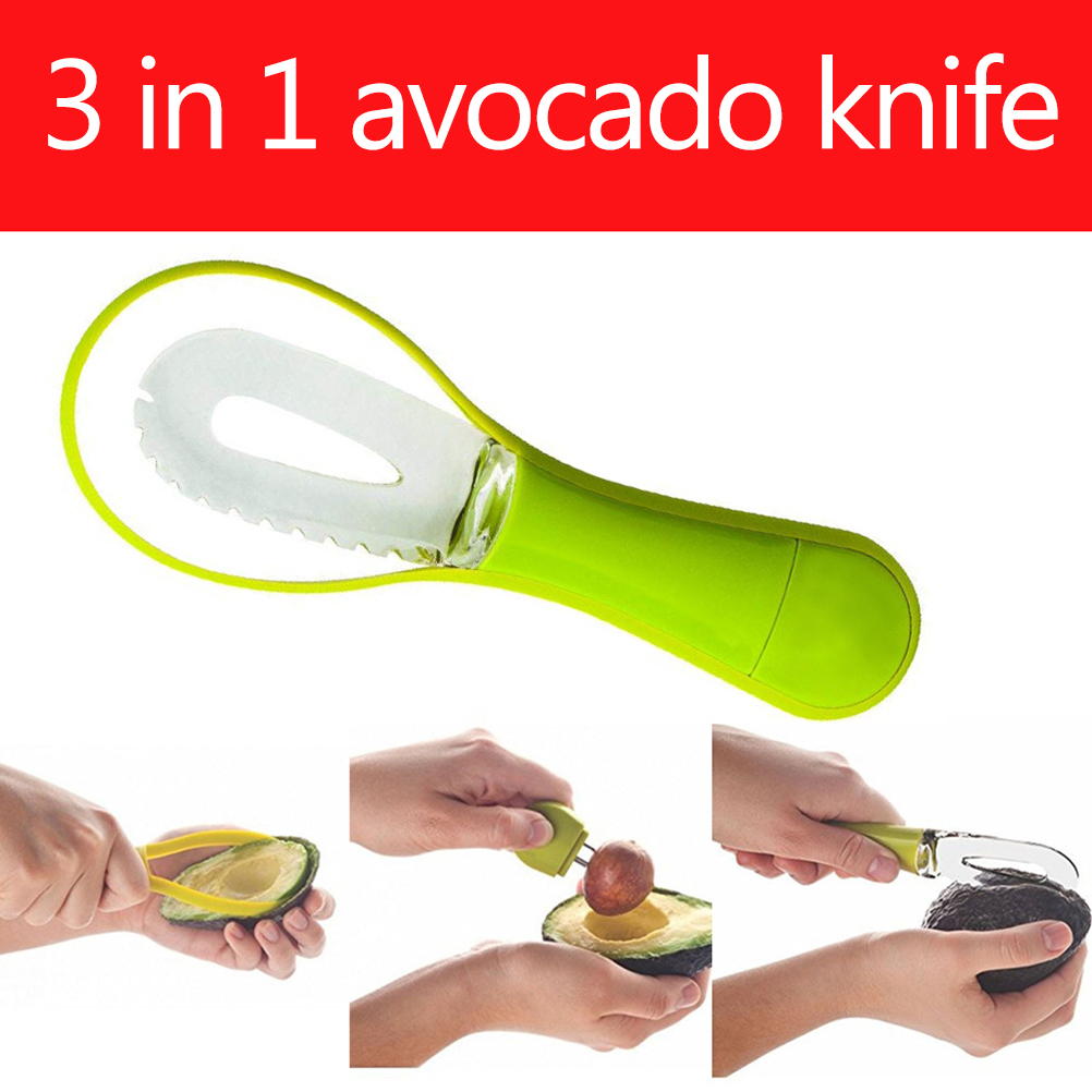 3-in-1-avocadoschneider Mit Ergonomischem Griff, Avocadoentkerner Und Sheanussschäler. Küchenutensil.
