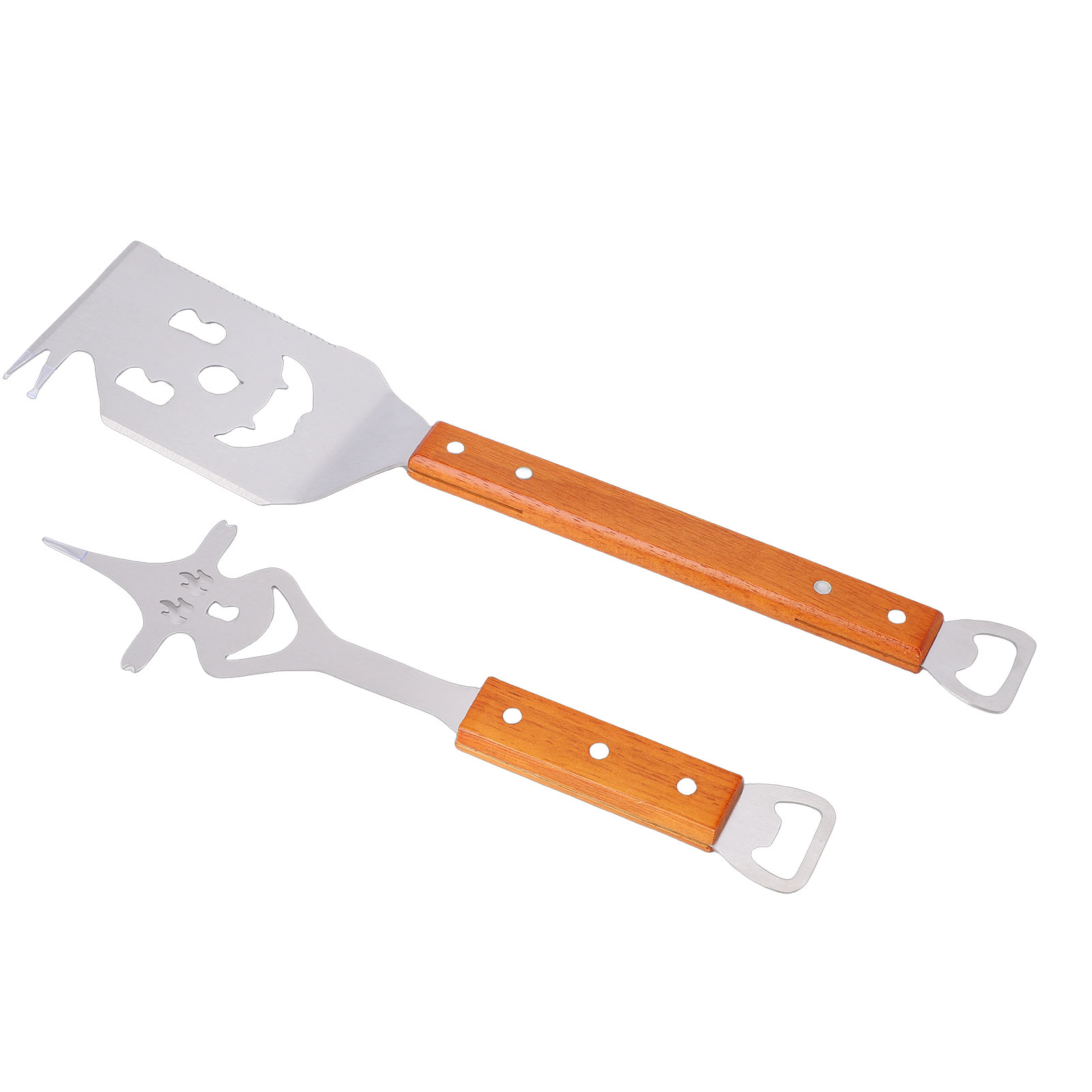 Grillwender Mit Grillgabel, Edelstahl, Multifunktional, Mit Holzgriff, Ideal Für Grillbegeisterte.