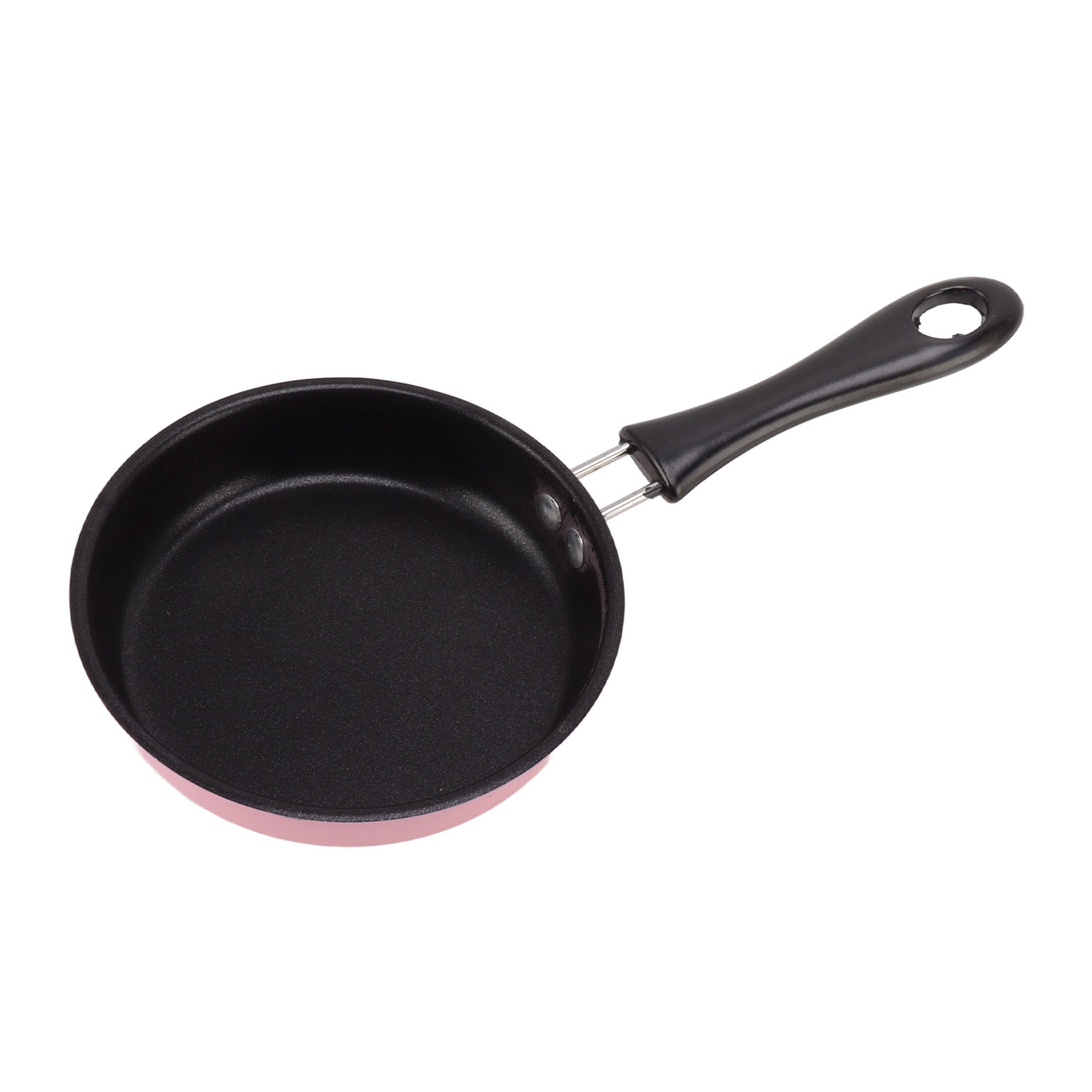 Mini-bratpfanne Aus Edelstahl, Runder Frühstückstopf Für Induktionskochfelder, Kleiner Eierkocher Mit Langem Griff (12 Cm), Rosa