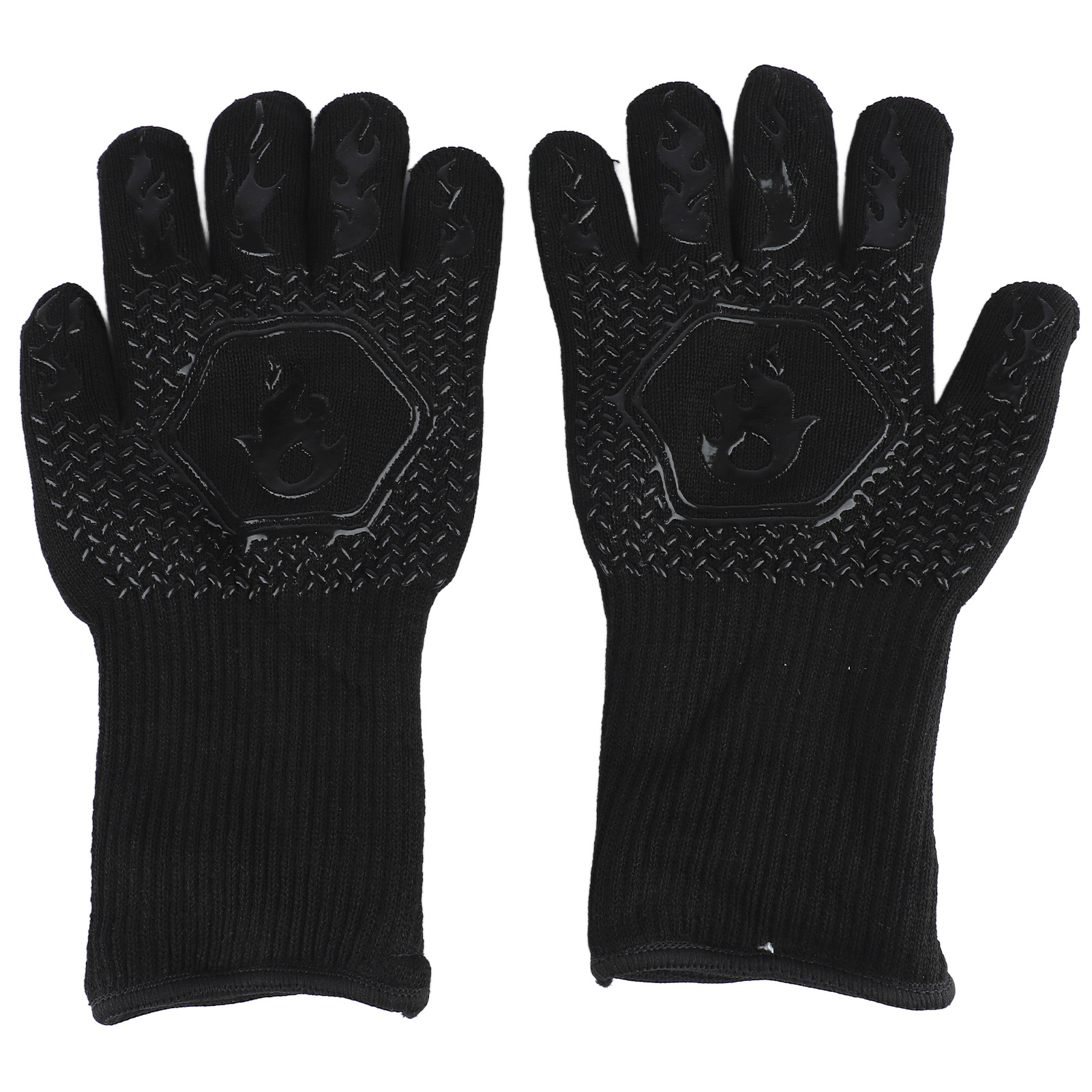 Hitzebeständige, Rutschfeste Grillhandschuhe, Ofenfest, Langlebig, Schwarz, Größe M (26–35 Cm)