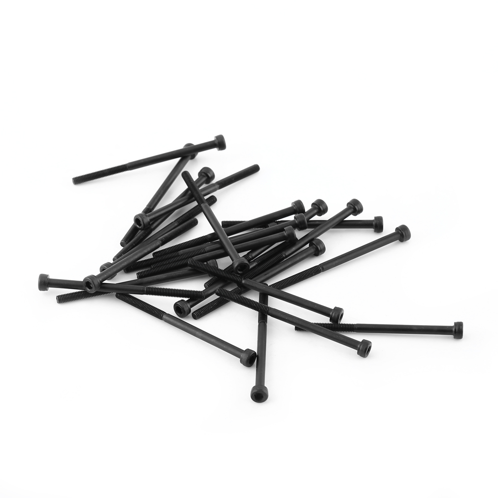 Schwarzer Sechskantschraubensatz M3 (m3 X 50 Mm, Teilweise Gewindet, 24 Stück).