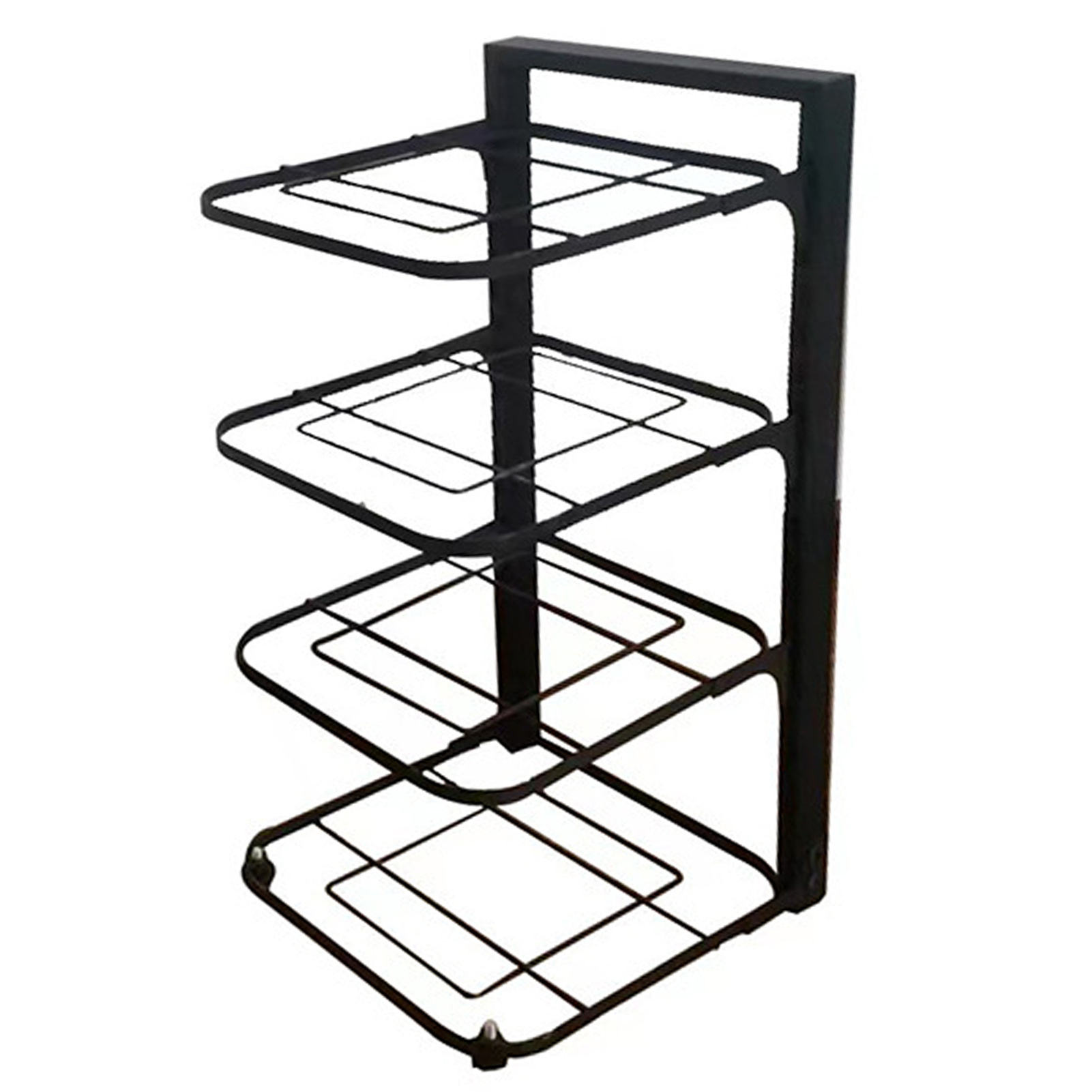 Schwarzes, Mehrschichtiges Küchenregal Aus Kohlenstoffstahl, Topf- Und Pfannenablage, Vierstufiger Haushaltsorganizer, 54 X 24 X 7 Cm / 21,3 X 9,4 X 2,8 Zoll