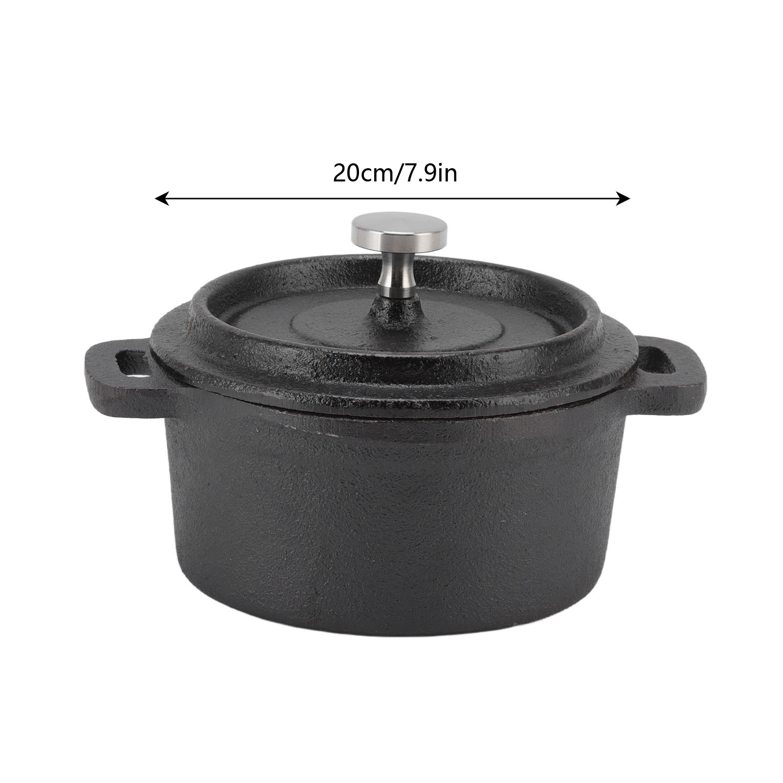 Traditioneller Doppelter Gusseiserner Schmortopf Mit Verstärktem Ergonomischem Griff, Wärmeisolierung, Deckel, Durchmesser 20 Cm.