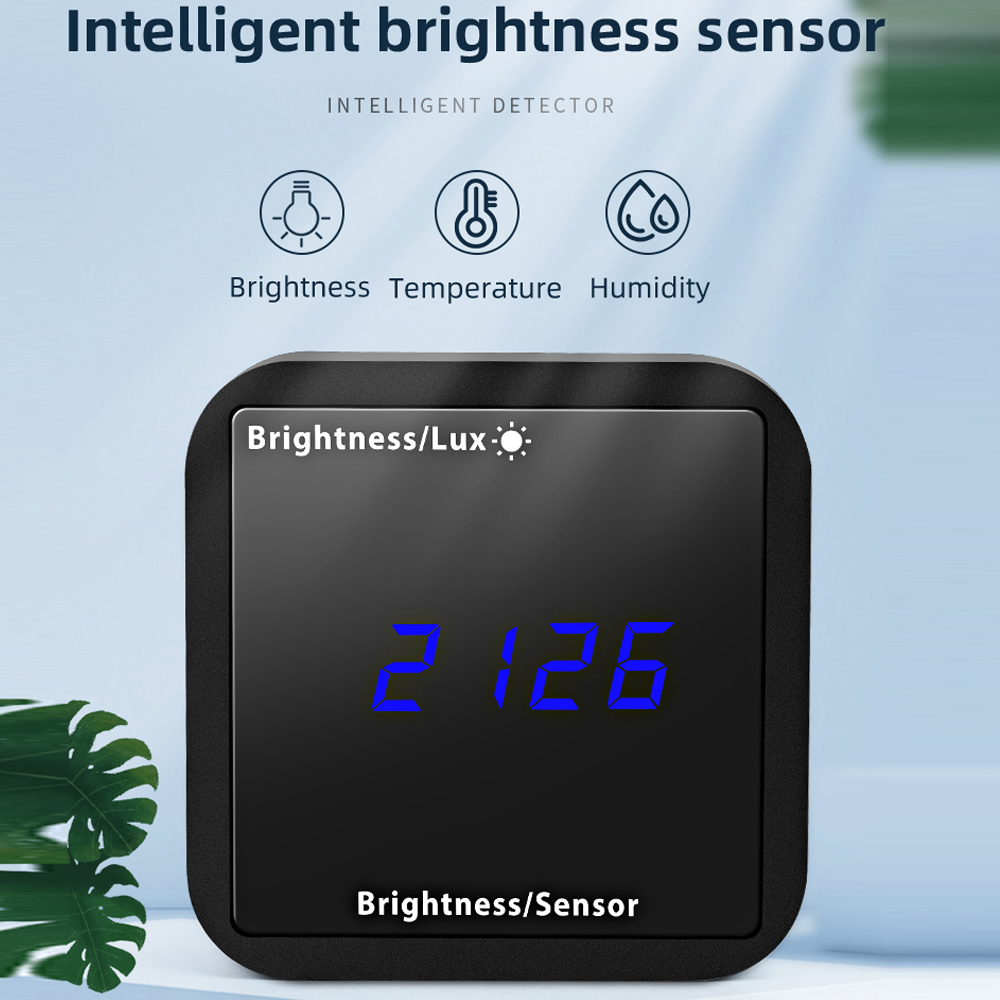 Tuya Wlan-intelligenter Lichtdetektor Mit Temperatur- Und Feuchtigkeitssensor, Led-anzeige, Unterstützt App-steuerung, Smart-home-anbindung Und Ist Mit Alexa Kompatibel.