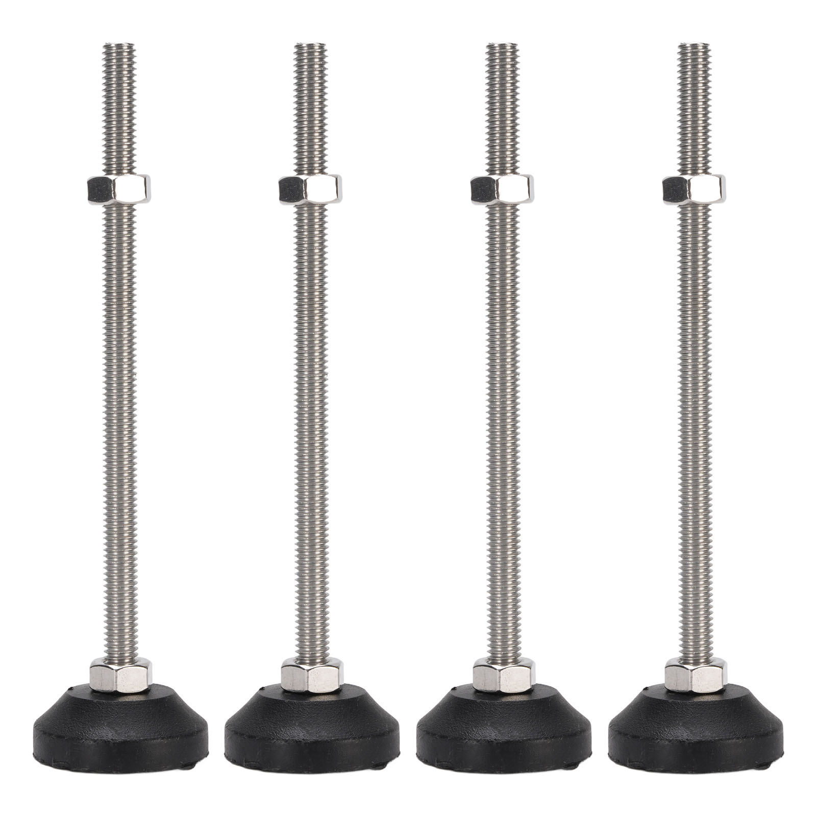 Schwarze Nivellierfüße, 4 Stück, Rund, Stabil, 100 Mm Höhenverstellbar, Für Tische Und Stühle.