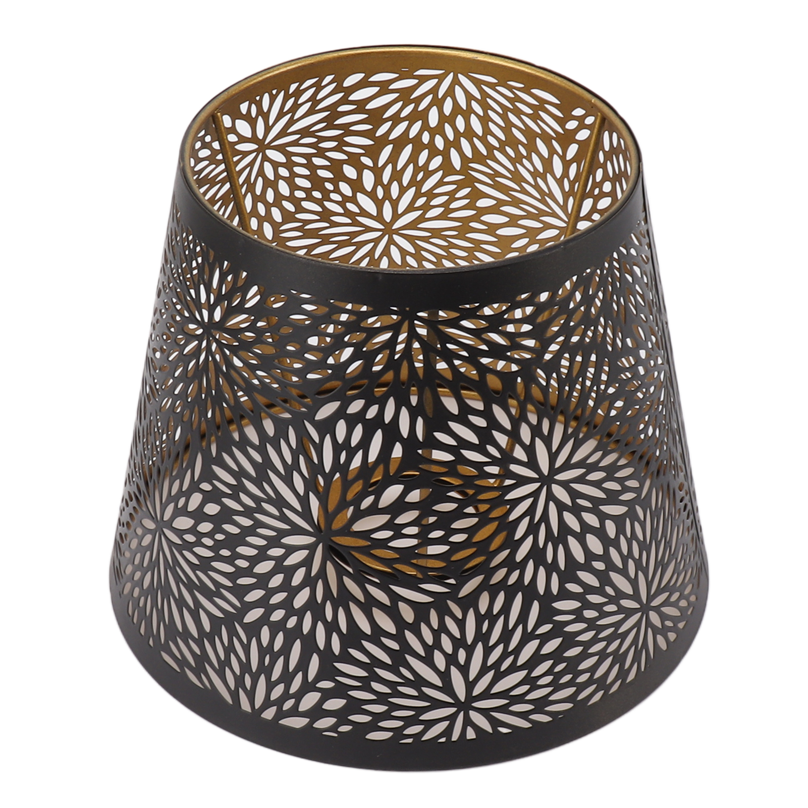Metalllampenschirm E26 E27 Im Waldbaum-stil Mit Dekorativem Durchbrochenem Eisenmuster Und Goldenem Innenmuster Für Eine Schwarze Tisch- Oder Deckenleuchte.