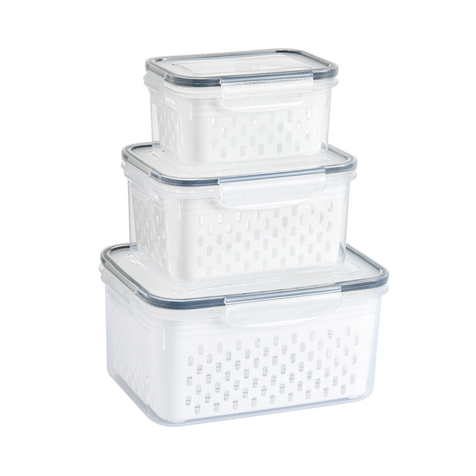 Abtropfkorb, Transparente Box, Auslaufsichere Lebensmittelbehälter Mit Herausnehmbarem Sieb Für Den Kühlschrank, 3 Stück