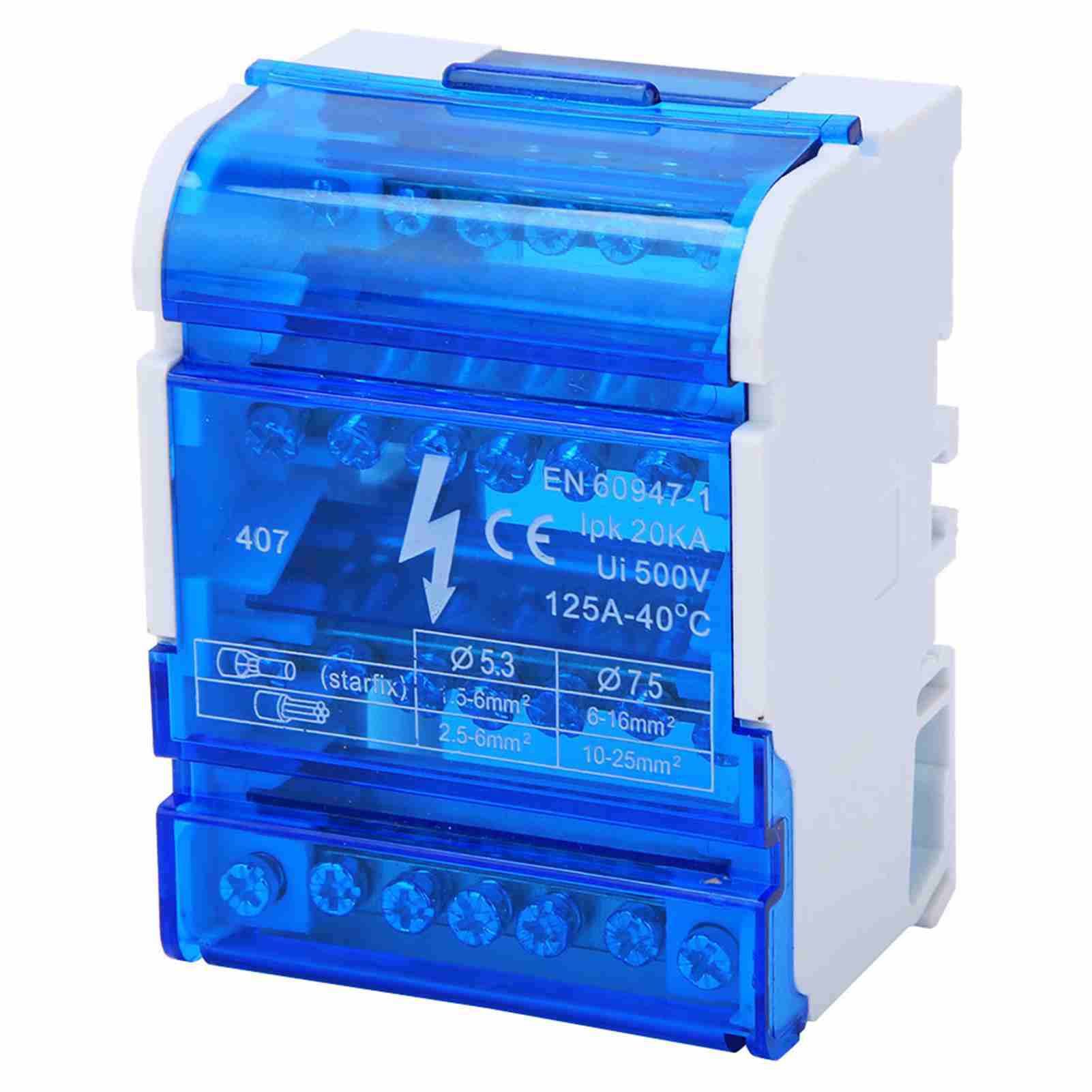407-poliger Verteilerkasten, 4-stufiger Einphasiger Anschlusskasten Mit Transparentem Deckel, Din-schiene.