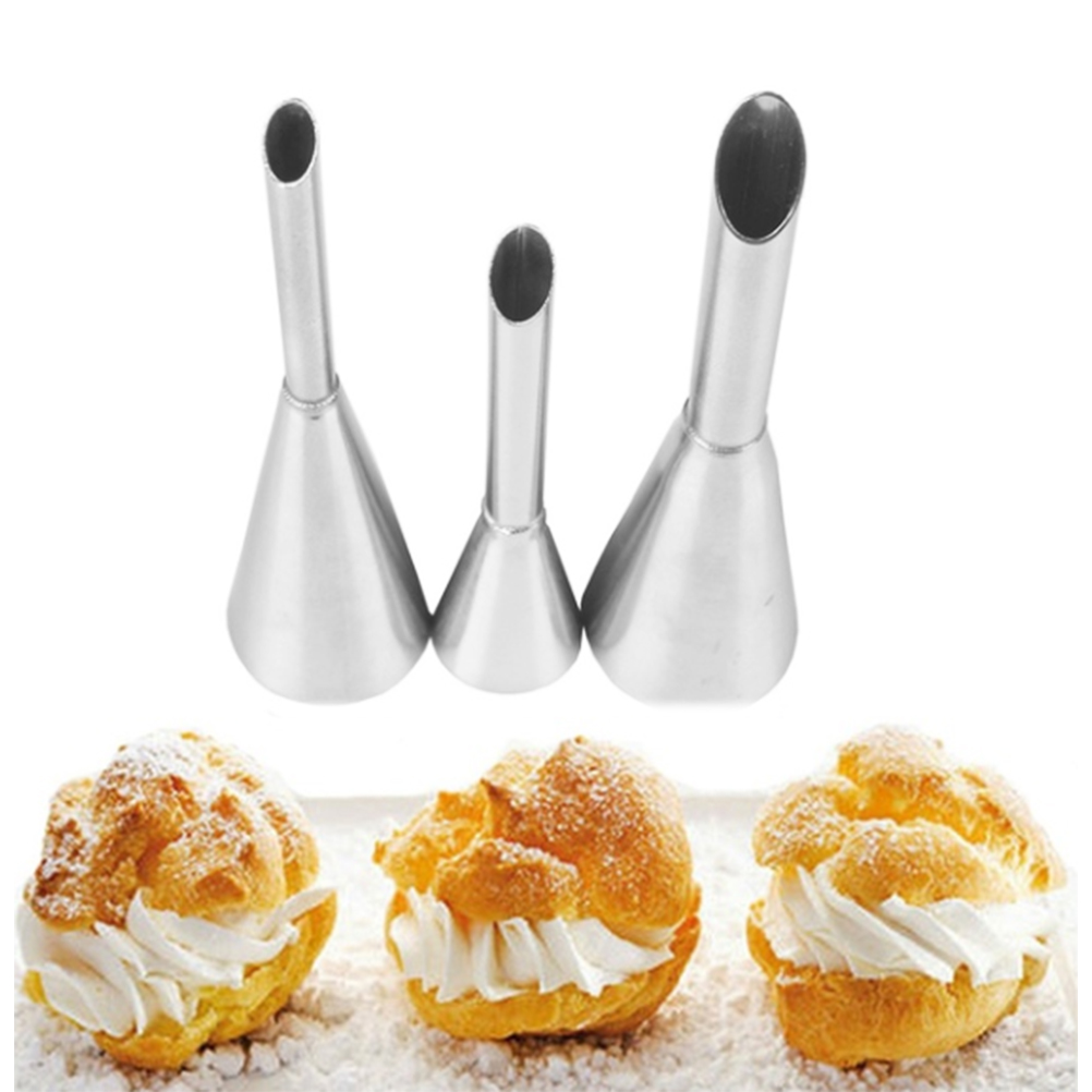 Set Mit 3 Spritztüllen Aus Edelstahl Für Profiteroles, Gebäckspitzen Zum Dekorieren Von Cupcakes Und Kuchen.