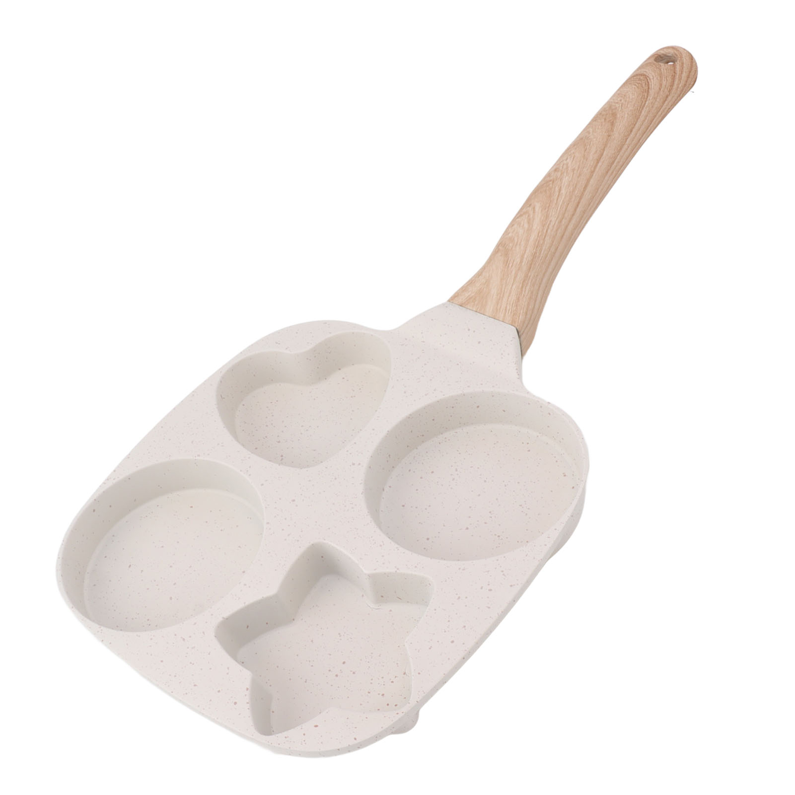 4-tassen-bratpfanne, Ideal Für Frühstück, Eier, Pfannkuchen Und Hamburger. Holzgriff. Antihaftbeschichtung Aus Aluminiumlegierung.