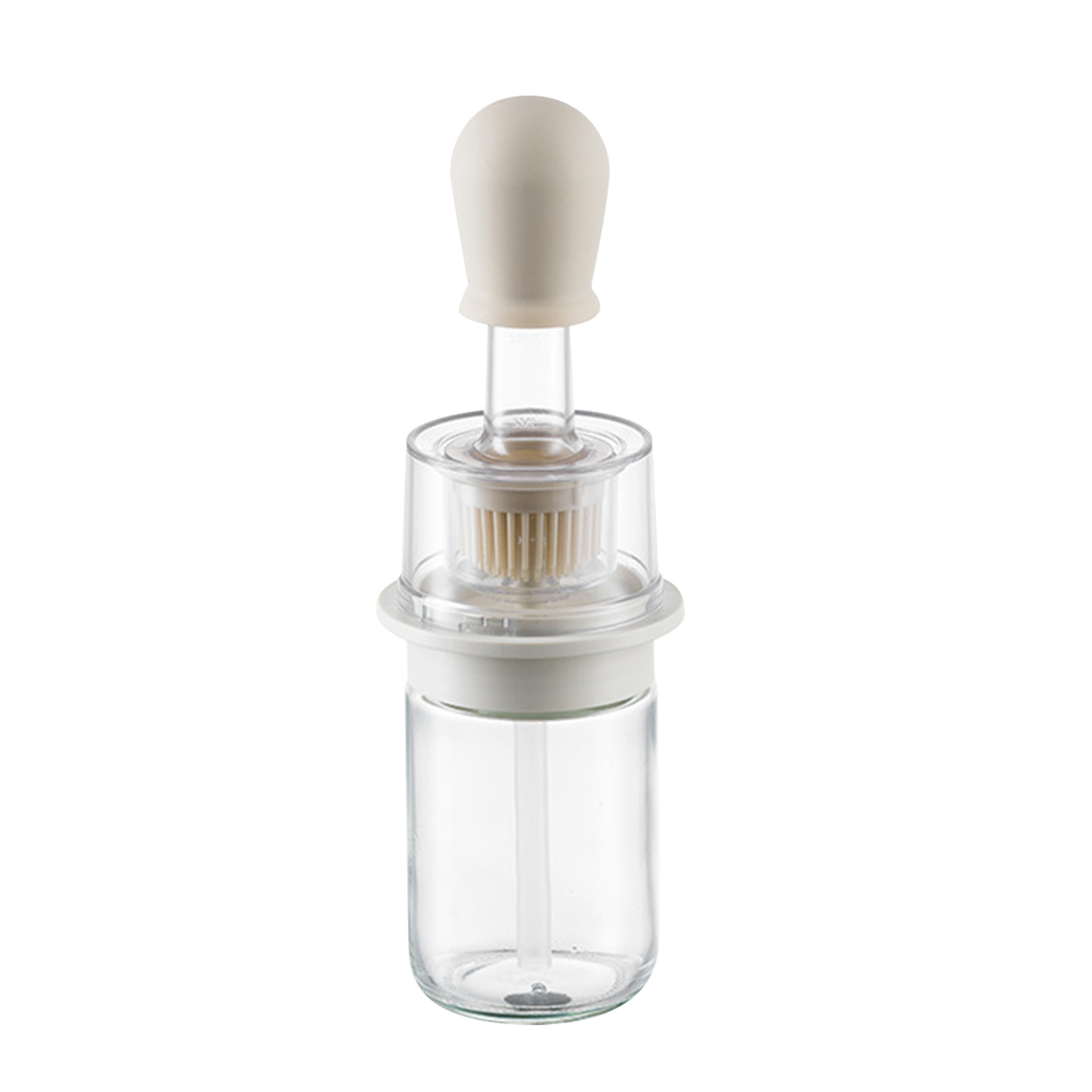 2-in-1 Ölspender, Hitzebeständige Flasche, Tragbarer Ölsparbehälter Mit Weichem Silikonpinsel Für Pfannkuchen Und Grillgerichte, Weiß.