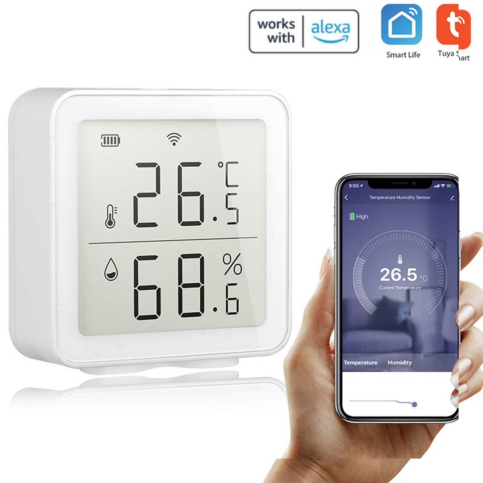 Tuya – Intelligenter Wlan-temperatursensor, Heimautomatisierungssystem Kompatibel Mit Alexa.