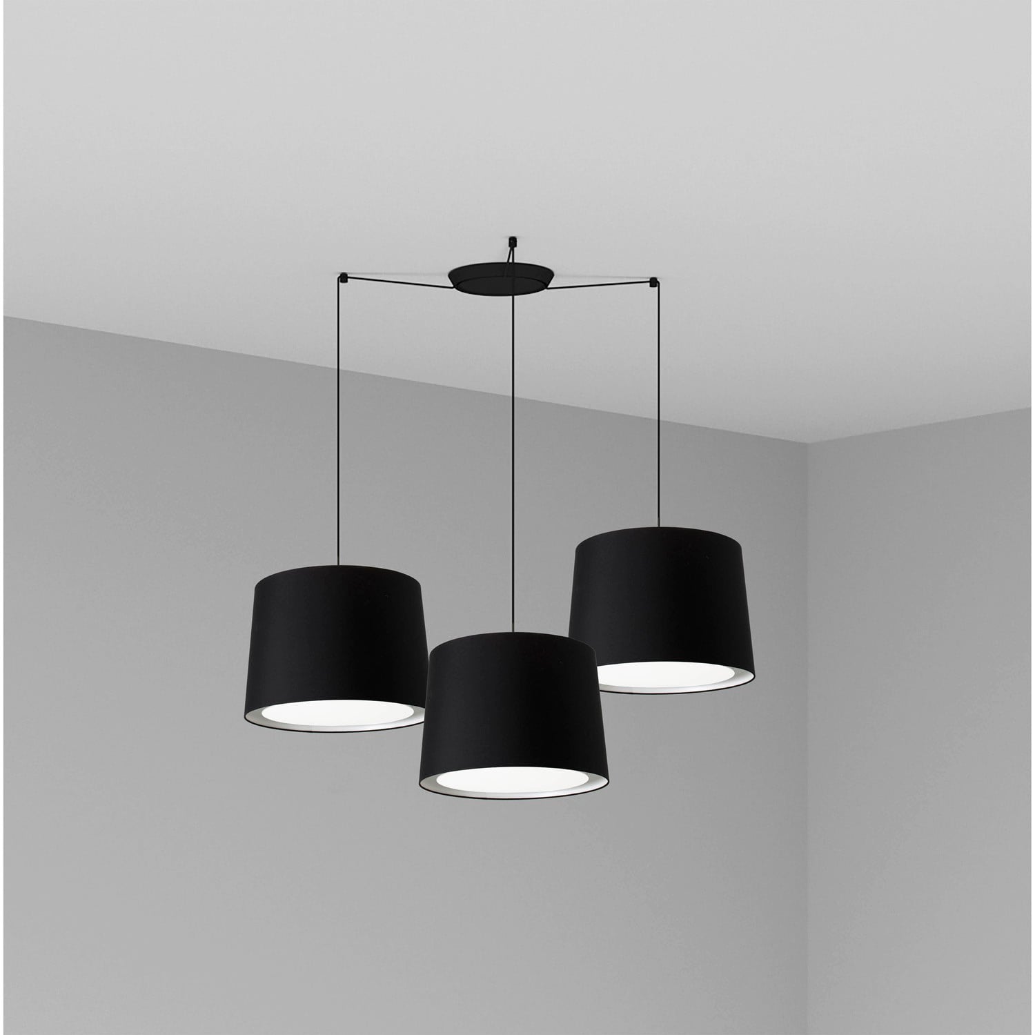 Faro Conga - Dreifach Zylindrisches Cluster Drop Light Schwarz, E27